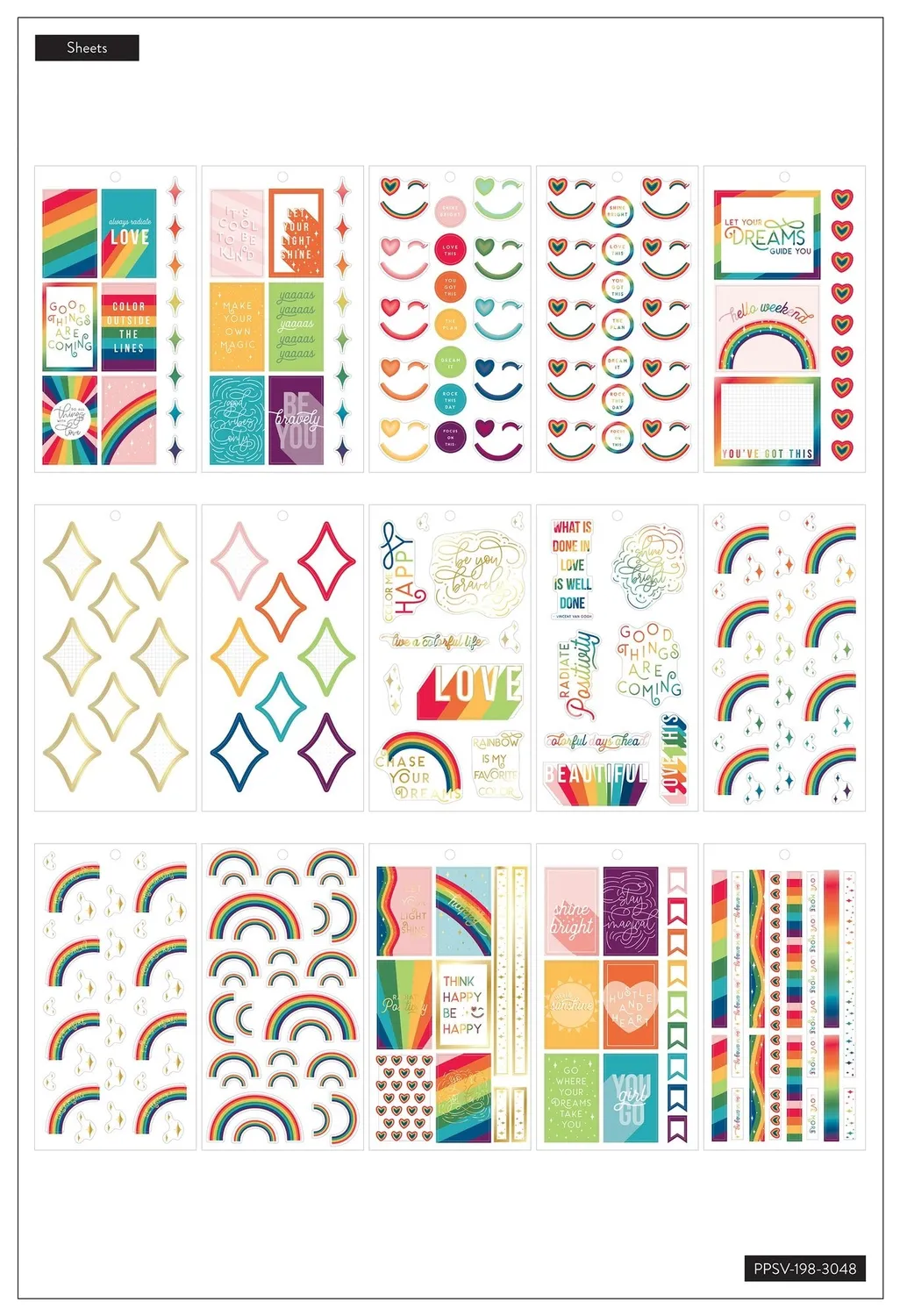 Happy Planner Rainbow Dreams stickers value pack 847 pièces