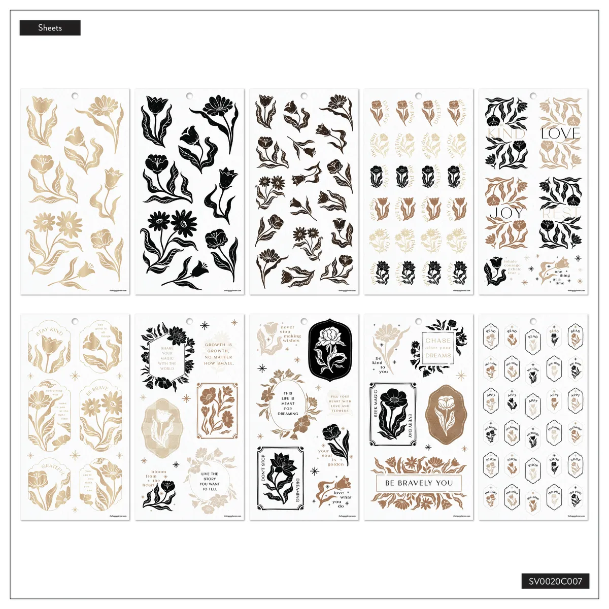 Happy Planner Krafted Florals lot autocollants 560 stickers