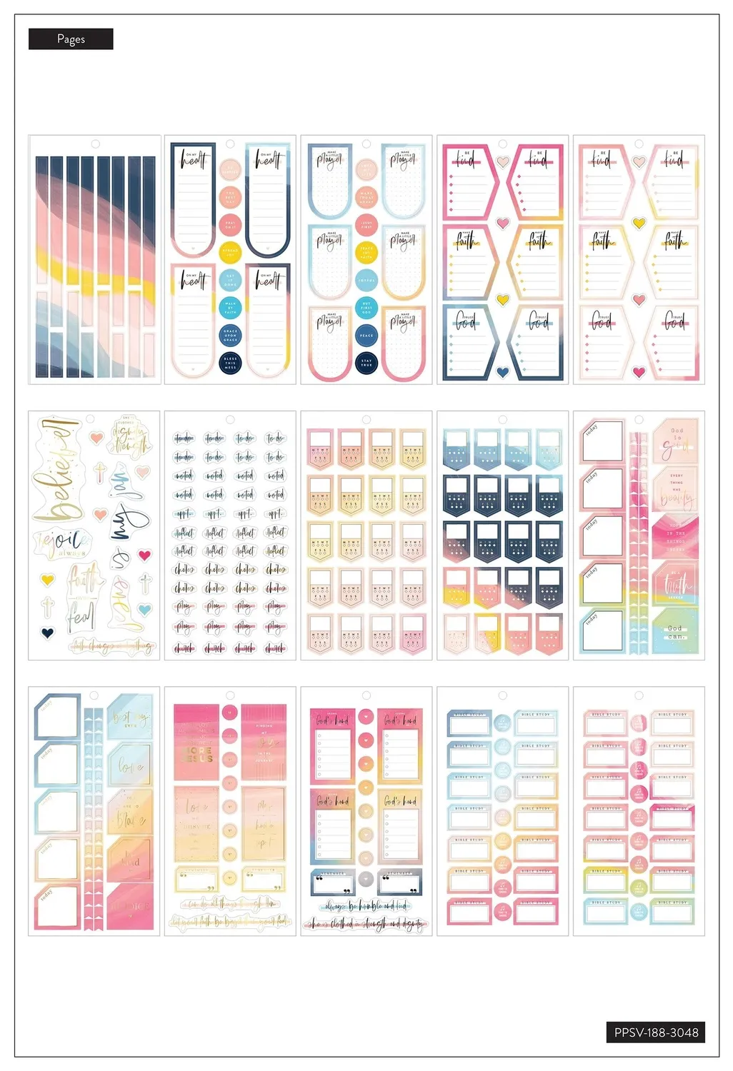 Happy Planner Happy & Kind Faith lot stickers 672 pièces