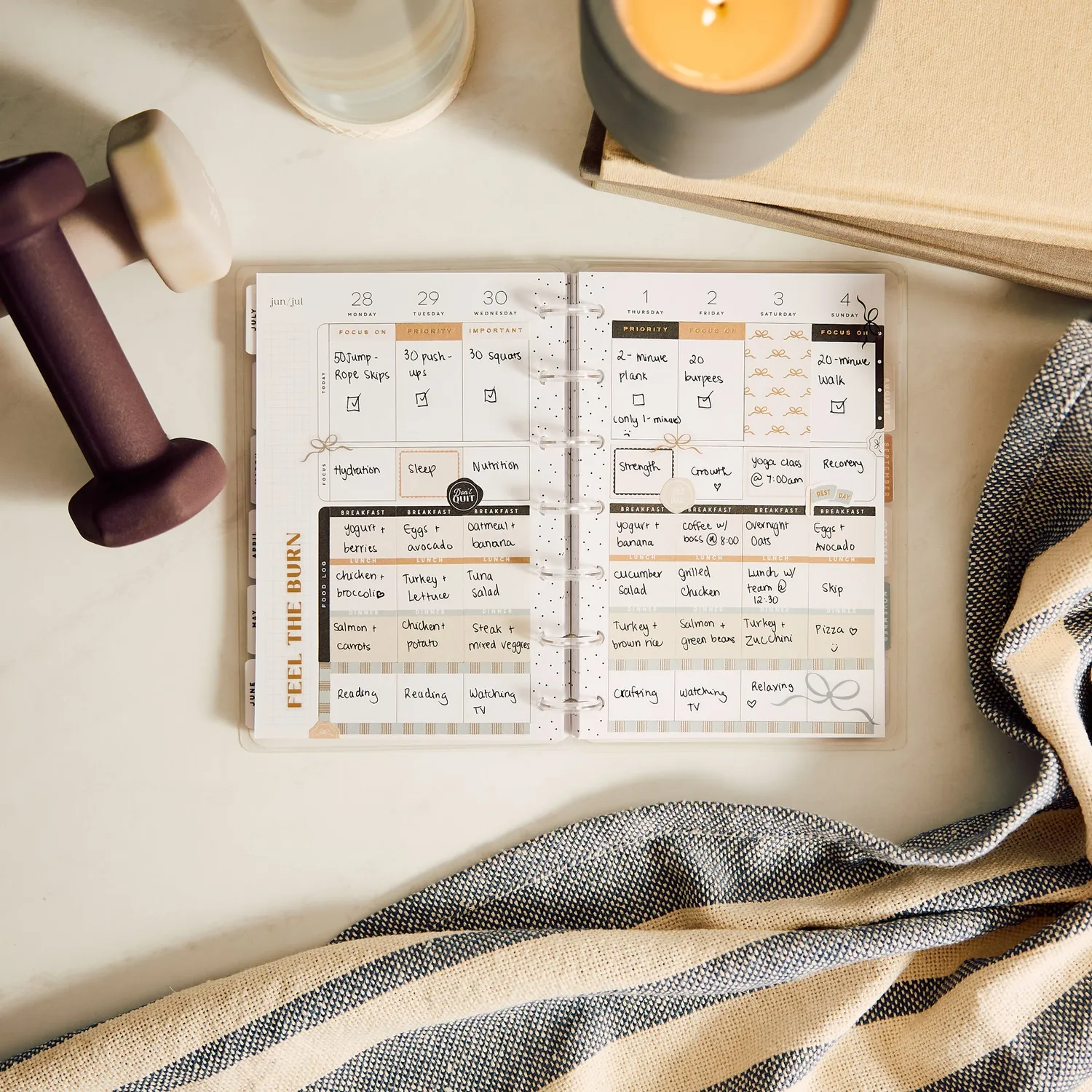Happy Planner Haven & Heart 2027 Mini Fitness agenda 12 mois neutre