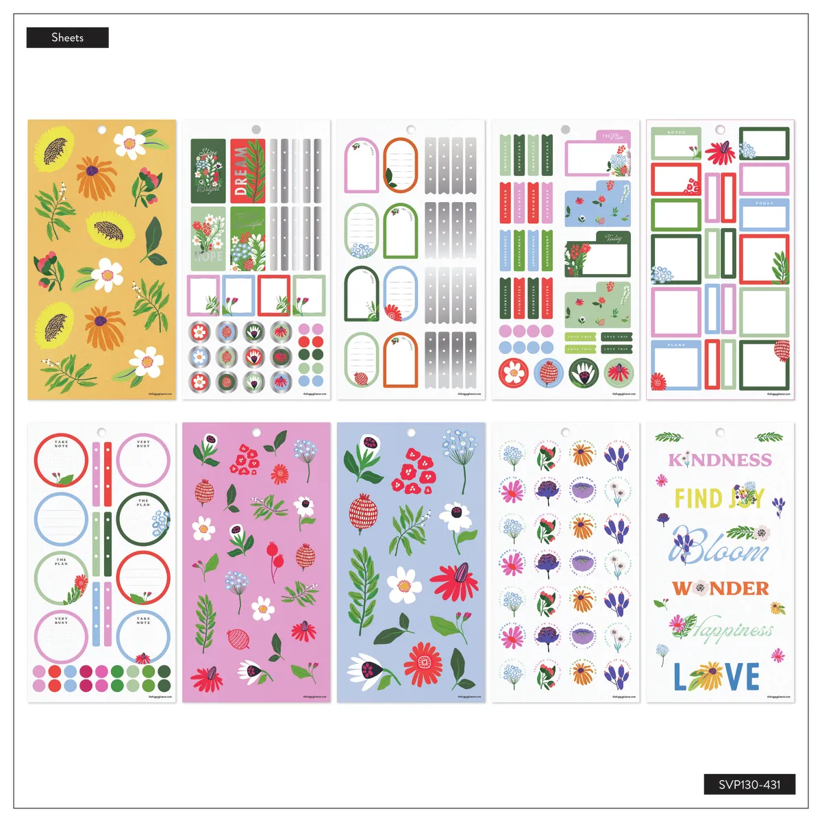 Happy Planner Brilliant Blooms Mini autocollants 811 floral