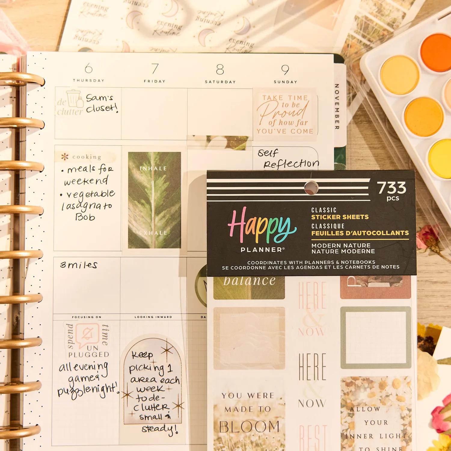 Happy Planner Modern Nature stickers neutres 30 feuilles