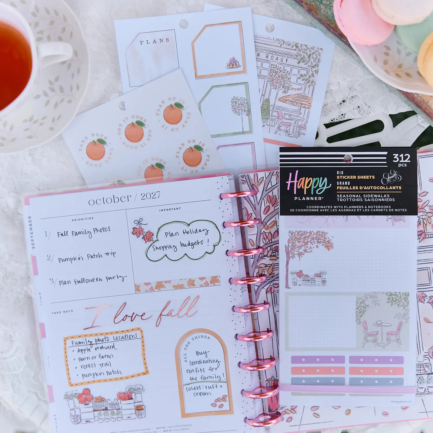 Happy Planner Seasonal Sidewalks stickers Big 30 feuilles 4 saisons