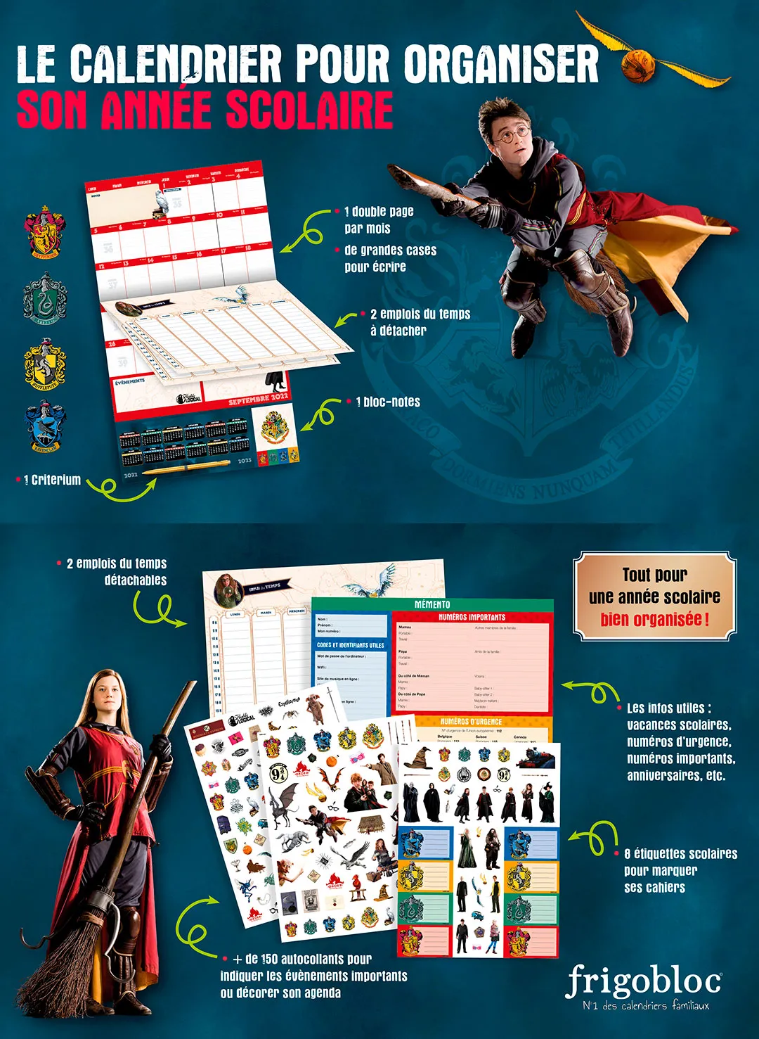 Harry Potter calendrier organiseur scolaire primaire collège