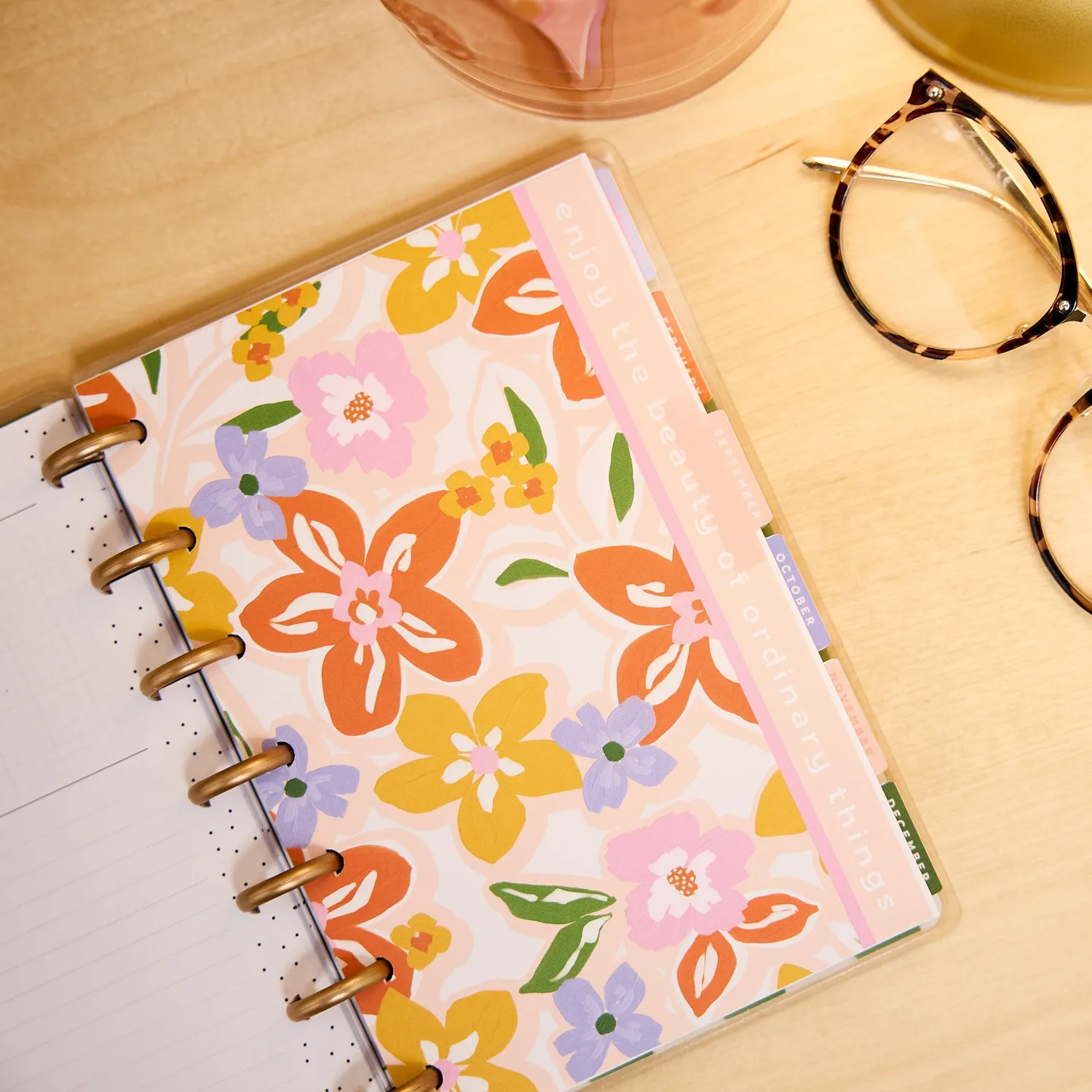 Happy Planner Blossom Bright agenda Mini dashboard 12 mois fleuri