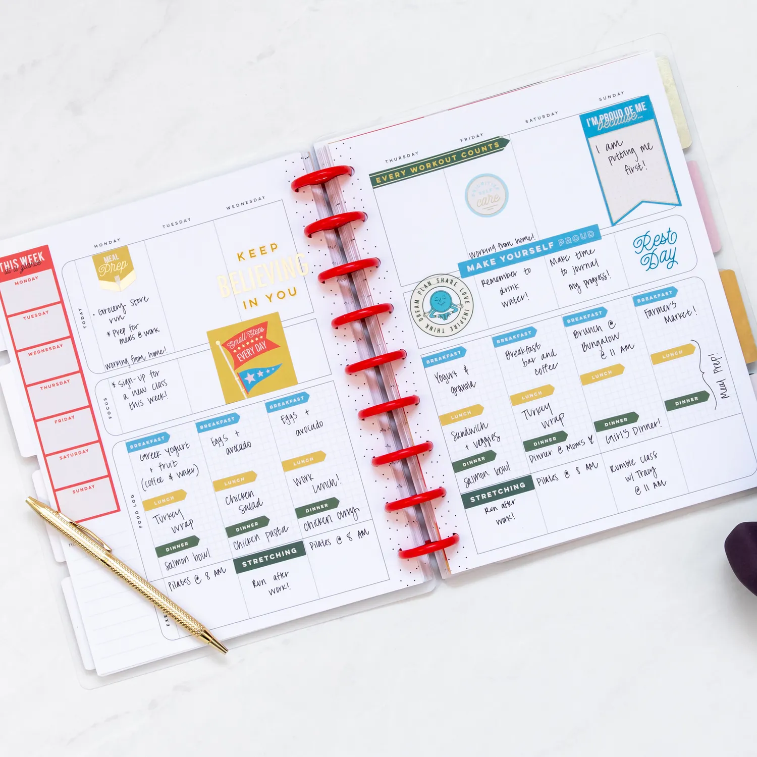 Happy Planner Fitness All Stars planner sport 12 mois non daté