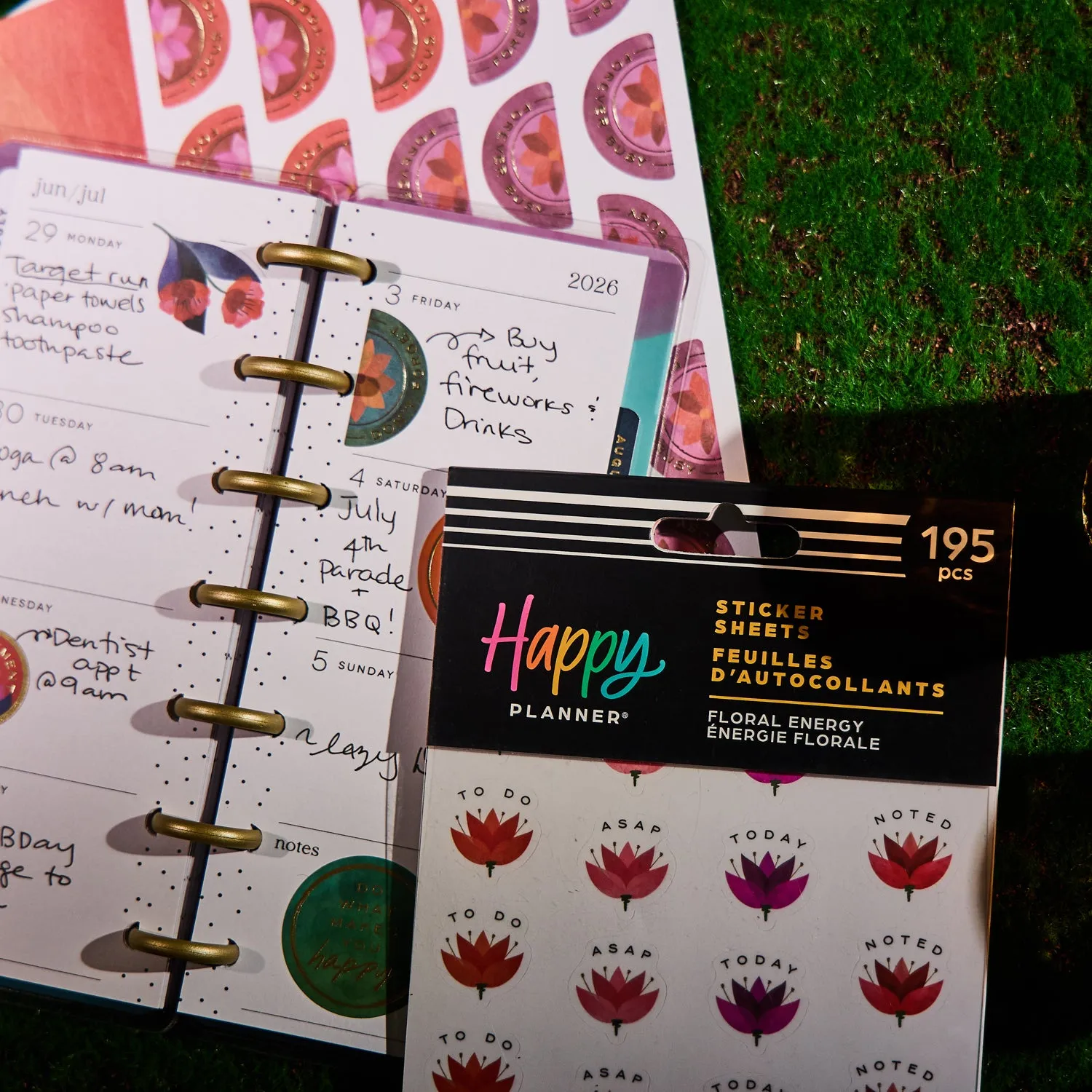 Happy Planner Floral Energy planches stickers fleurs 10 feuilles