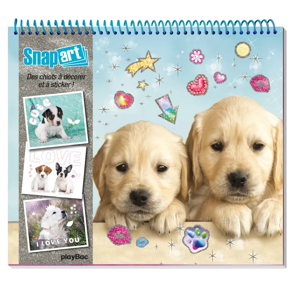 Snap’Art Chiots cahier créatif stickers portraits dès 5 ans
