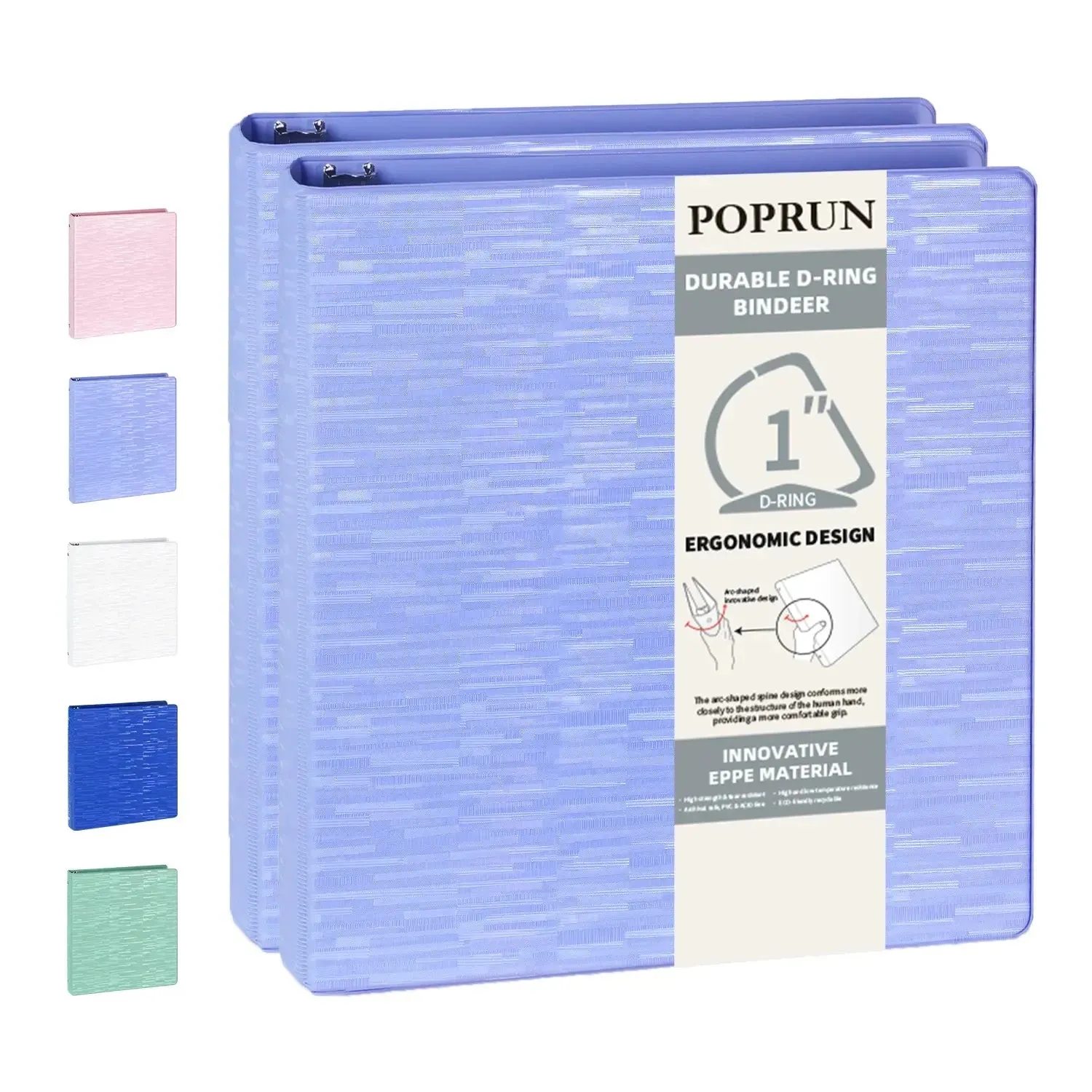 Poprun EP001MD10-P2 classeur anneaux D 1 pouce lot 2 recyclé