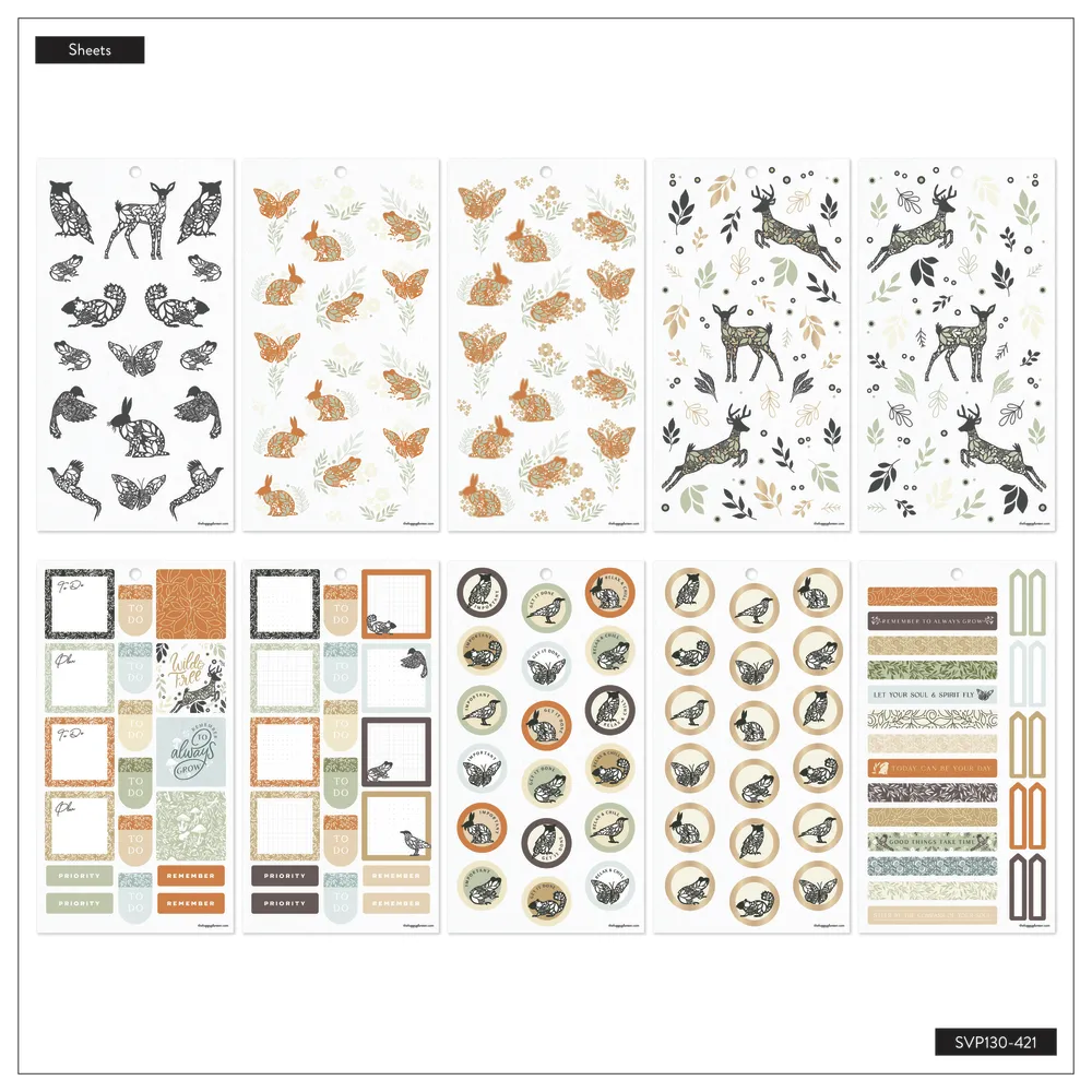 Happy Planner Wild Woods stickers 30 feuilles 719 pièces