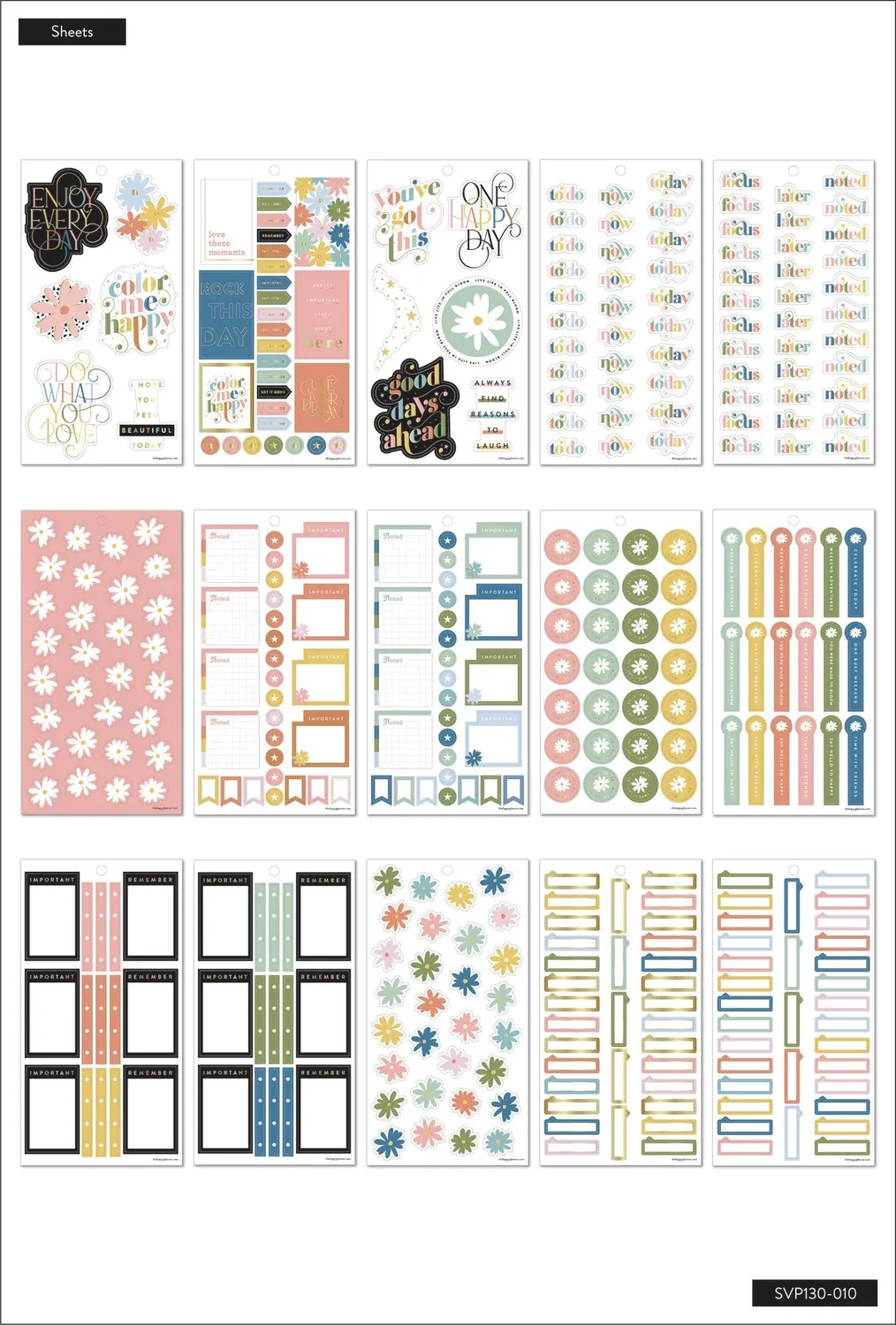 Happy Planner Bright Type stickers 30 feuilles 691 citations