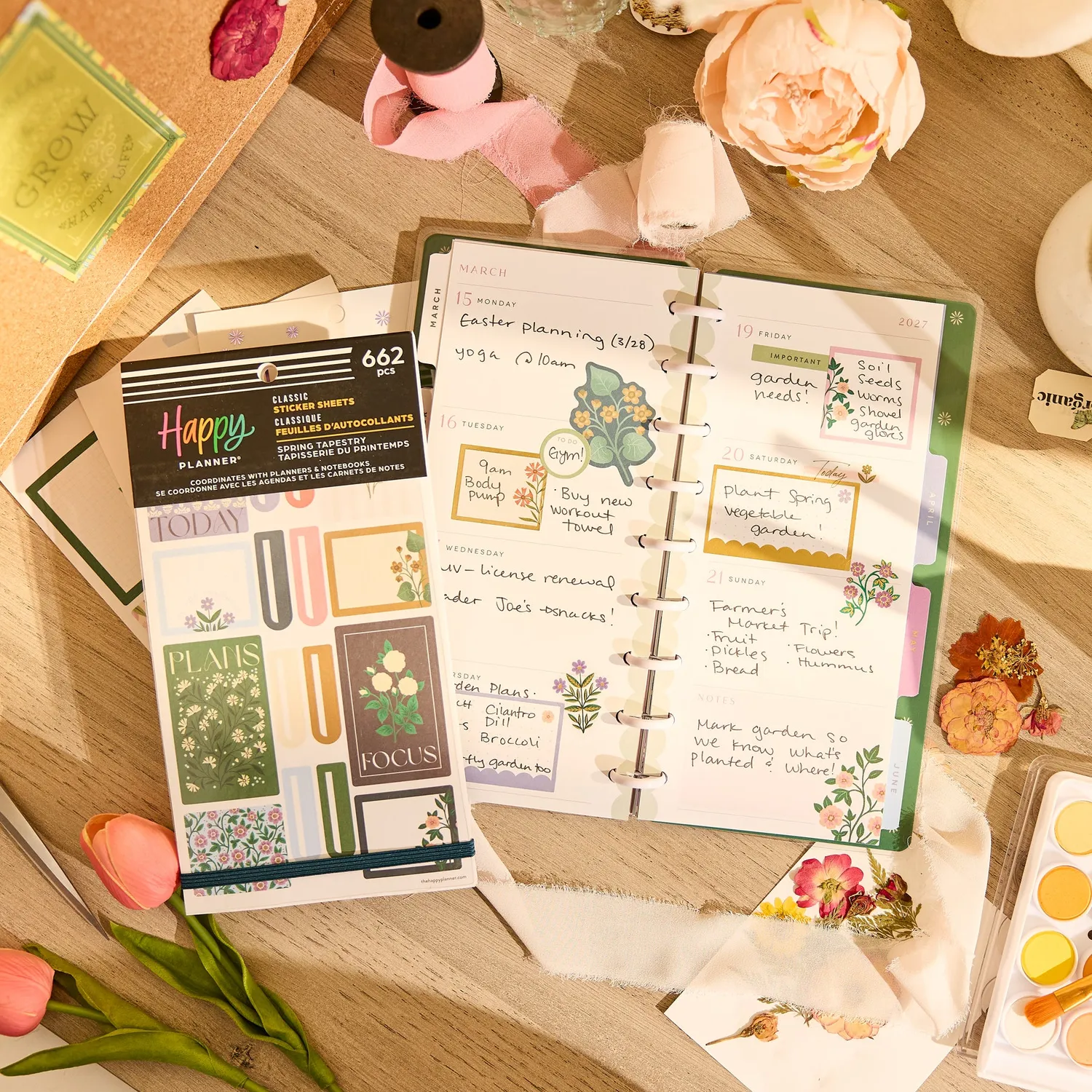 Happy Planner Spring Tapestry carnet autocollants 30 planches floral