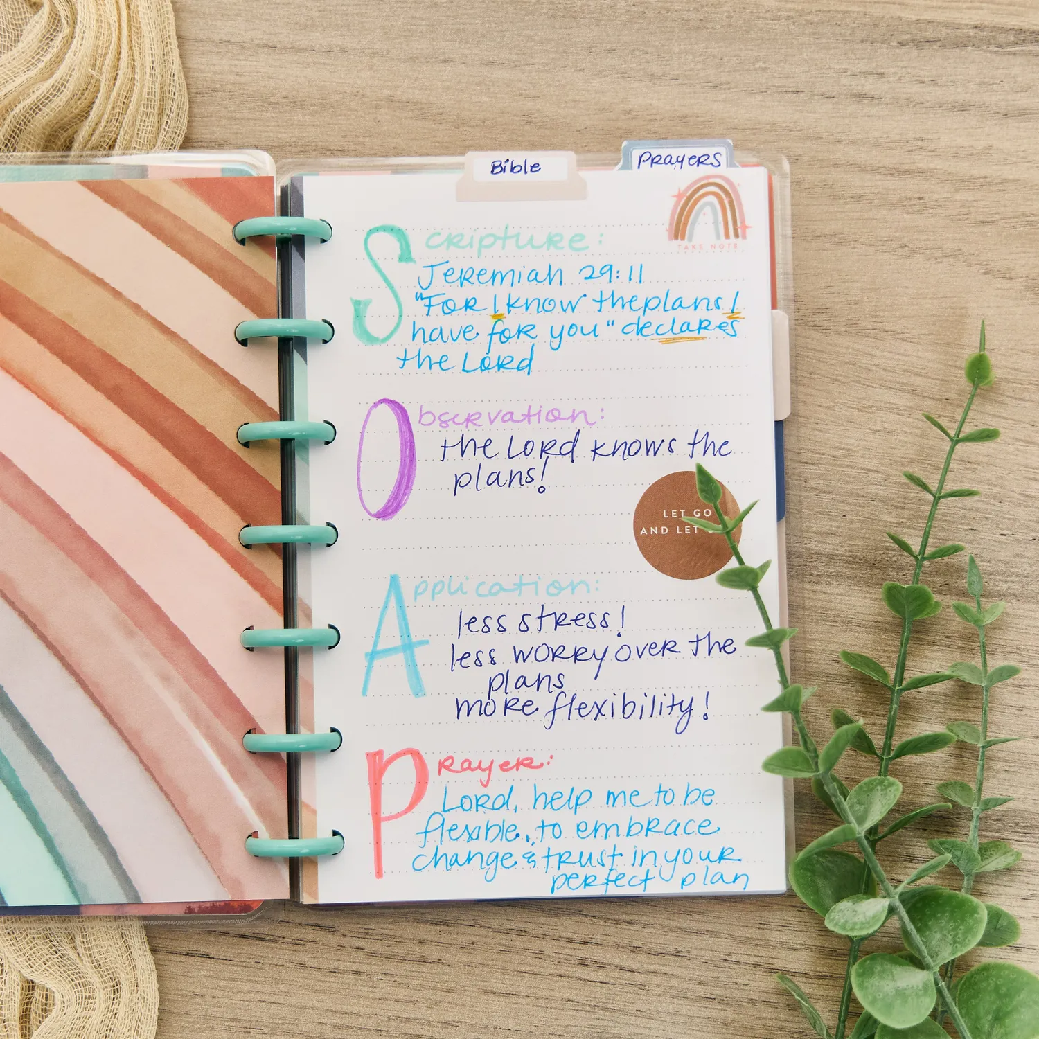 Happy Planner Watercolor Grace Faith mini carnet pointillé 60 feuilles