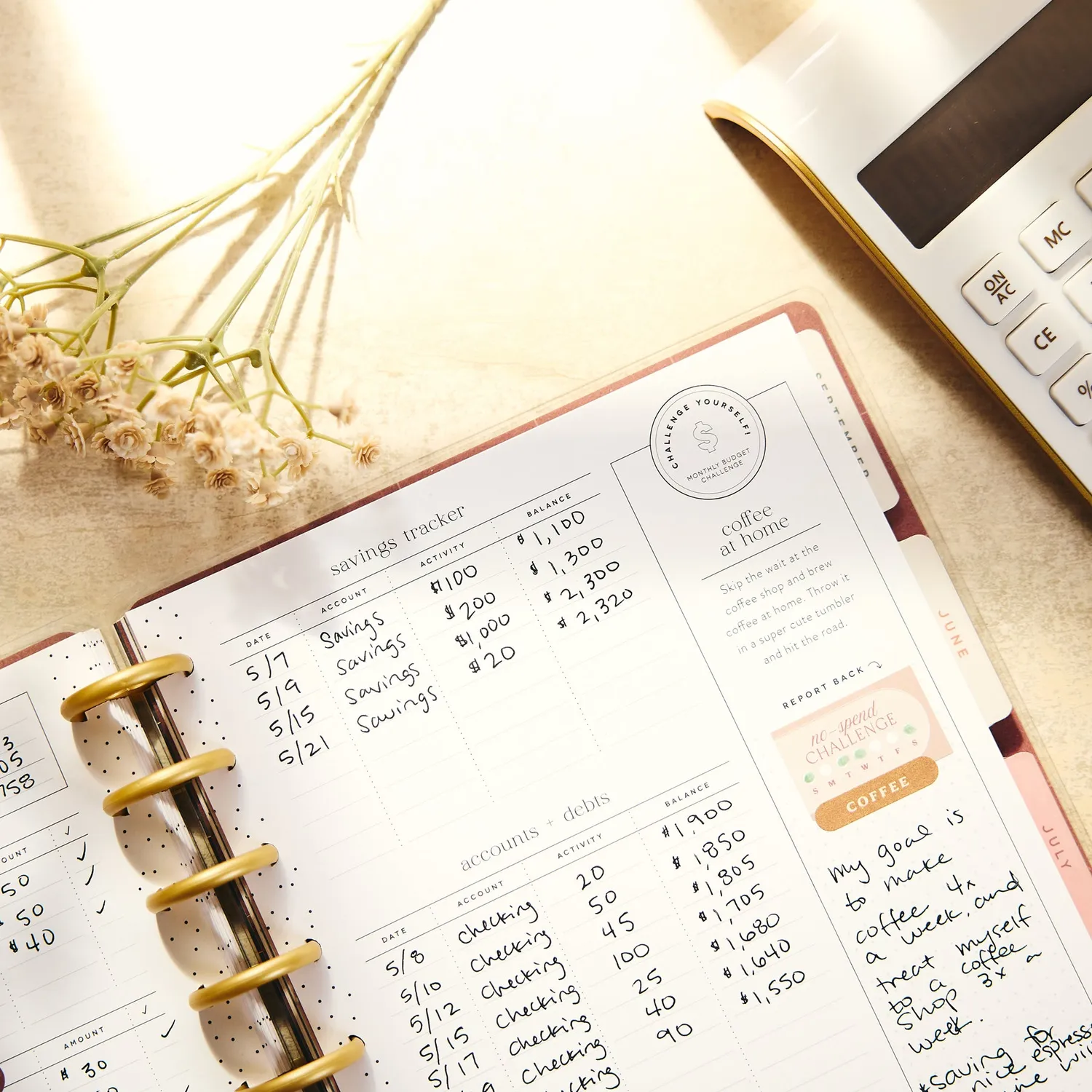 Happy Planner Amber & Oak planner budget 2027 Classic 12 mois