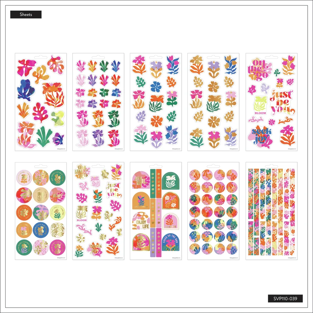 Happy Planner Vivid Tropics stickers 10 planches 171 pièces