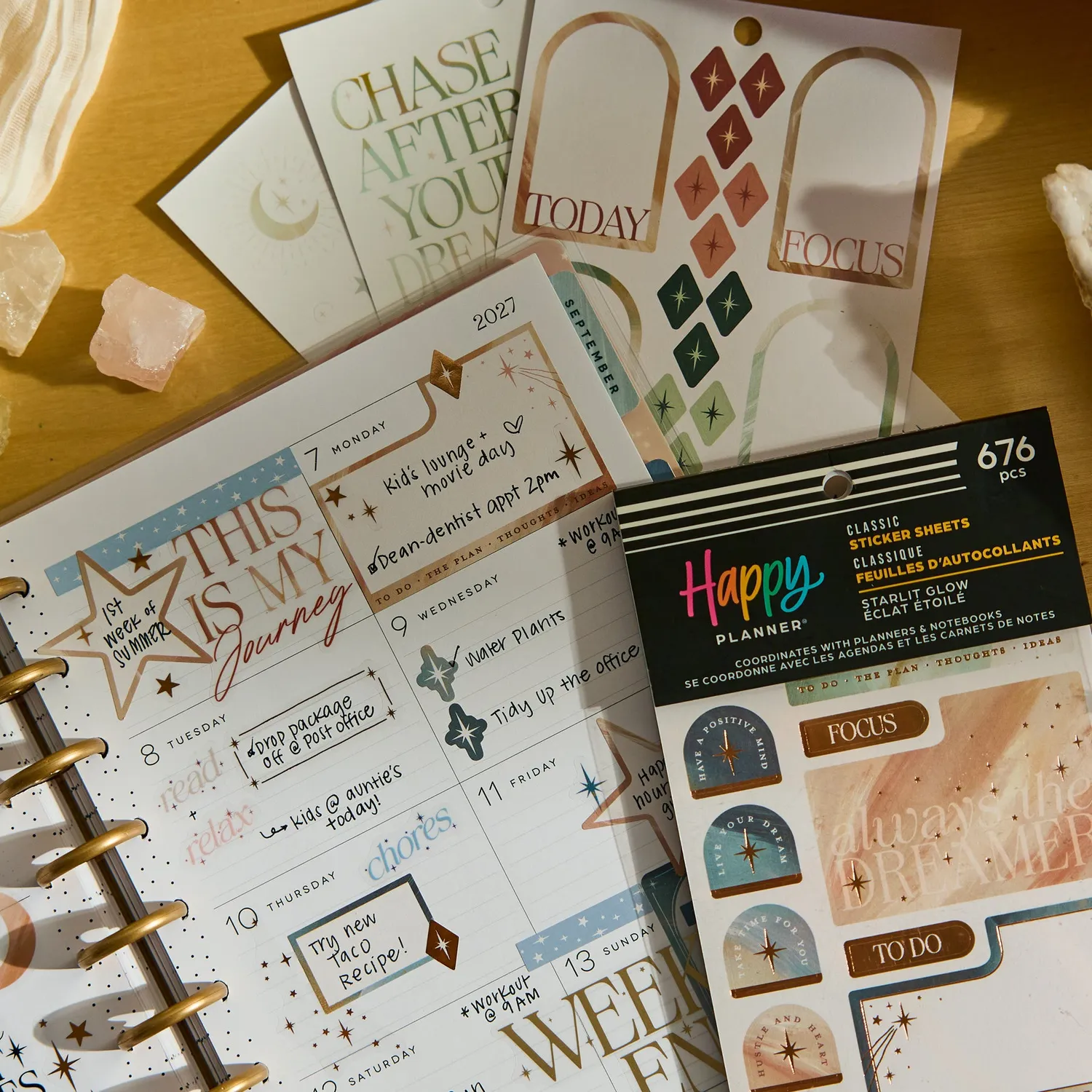 Happy Planner Starlit Glow stickers célestes 30 feuilles