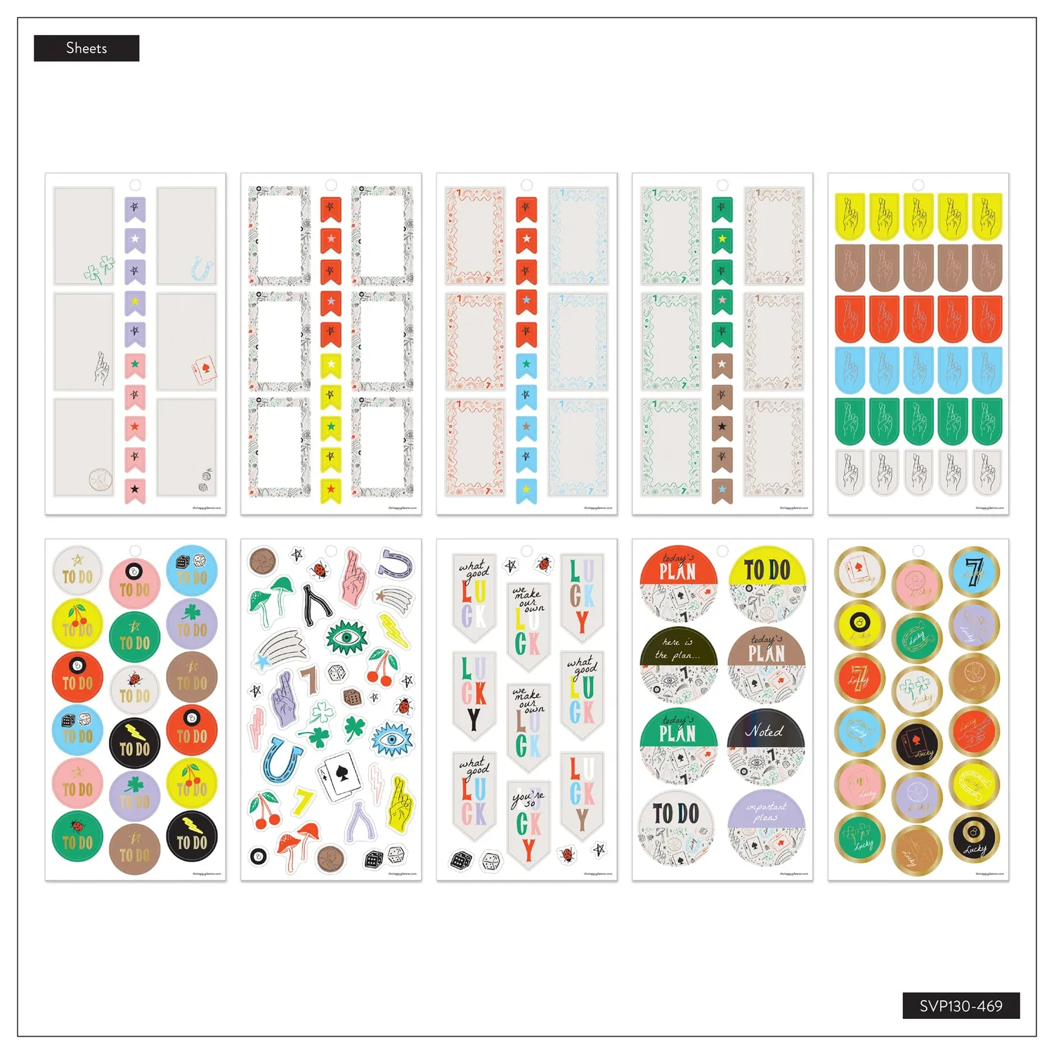 Happy Planner Lucky Day stickers 30 planches porte-bonheur