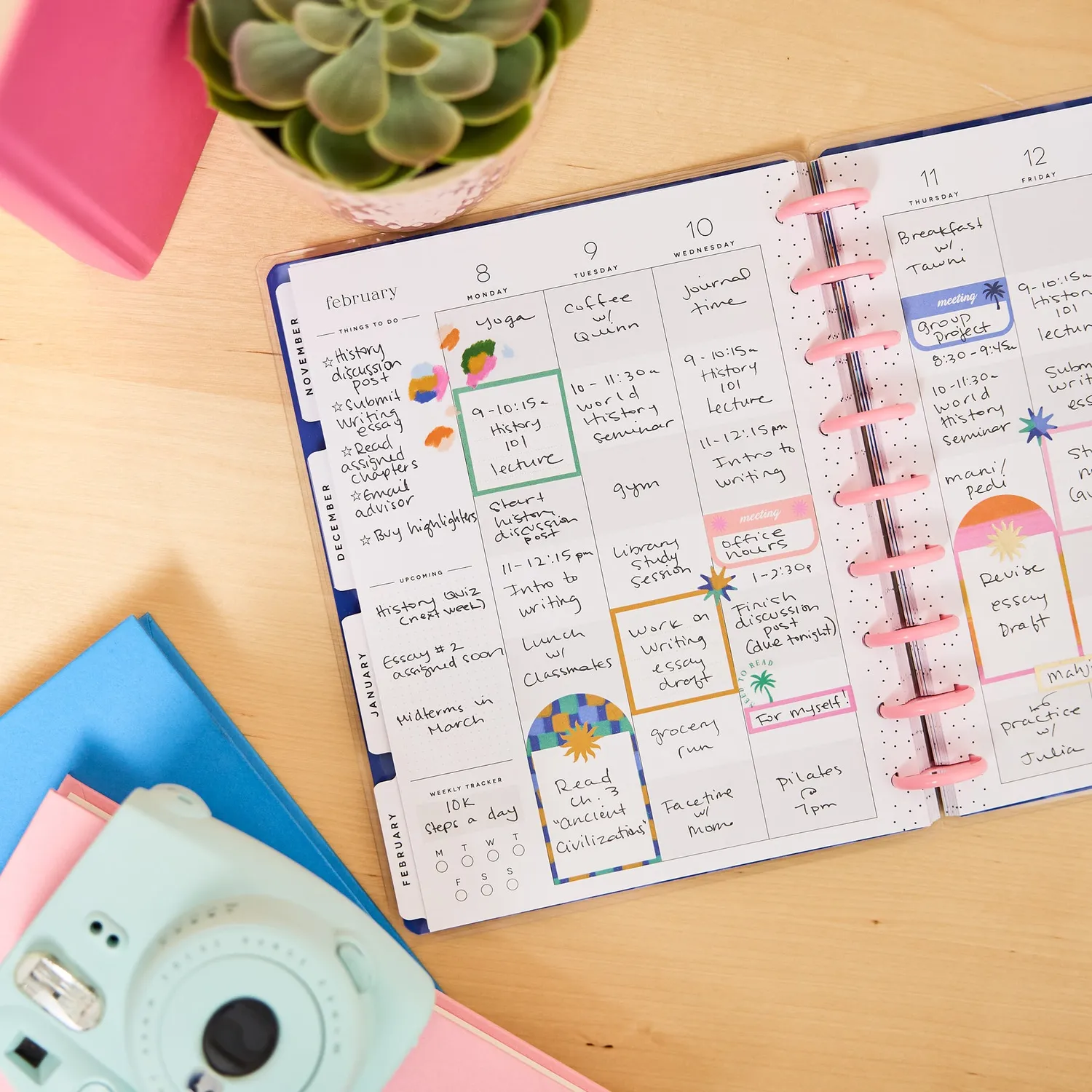 Happy Planner Sunburst Bay 2026-2027 agenda étudiant 12 mois