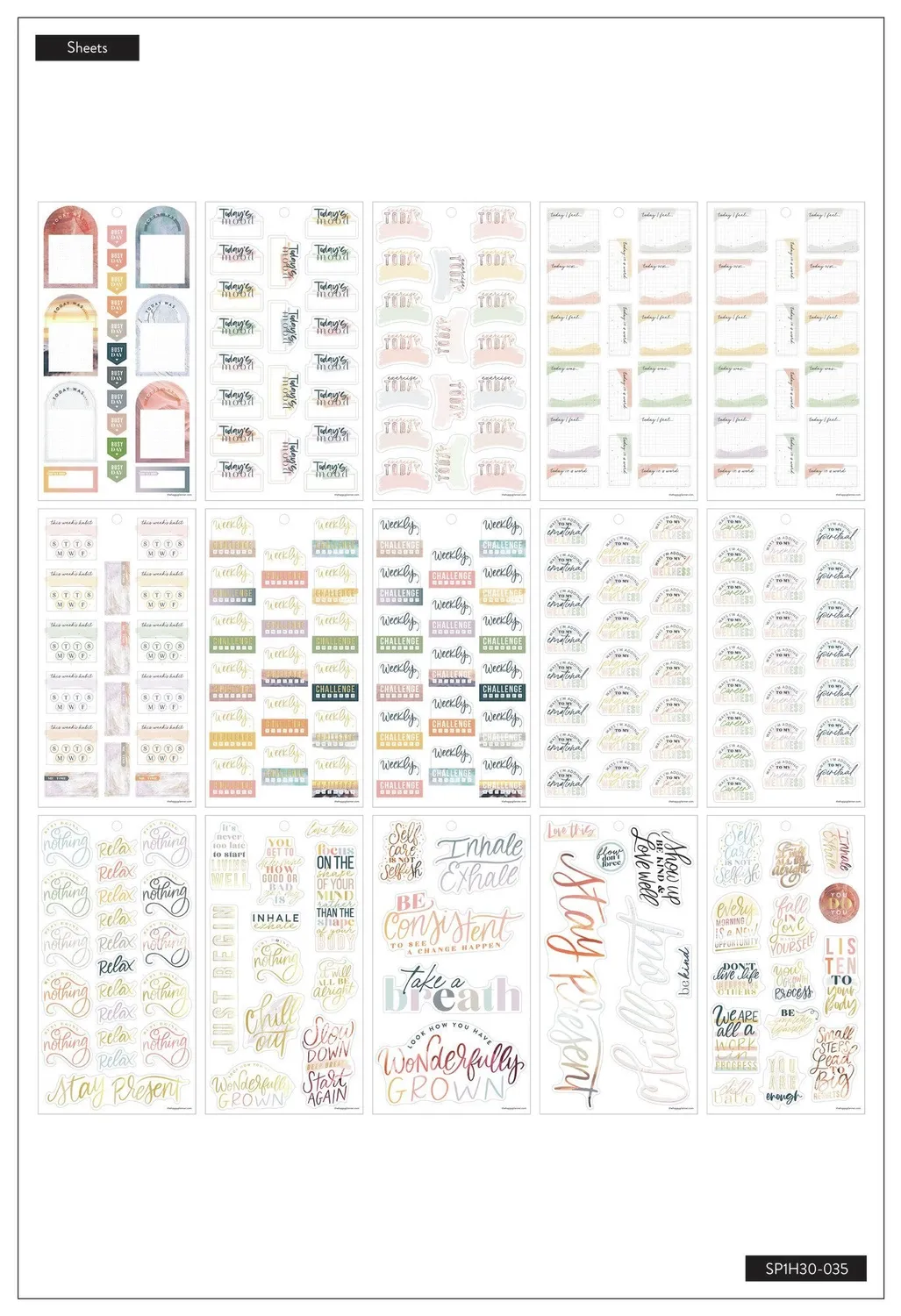 Me & my big ideas Happy Planner Wellness stickers bien-être 515