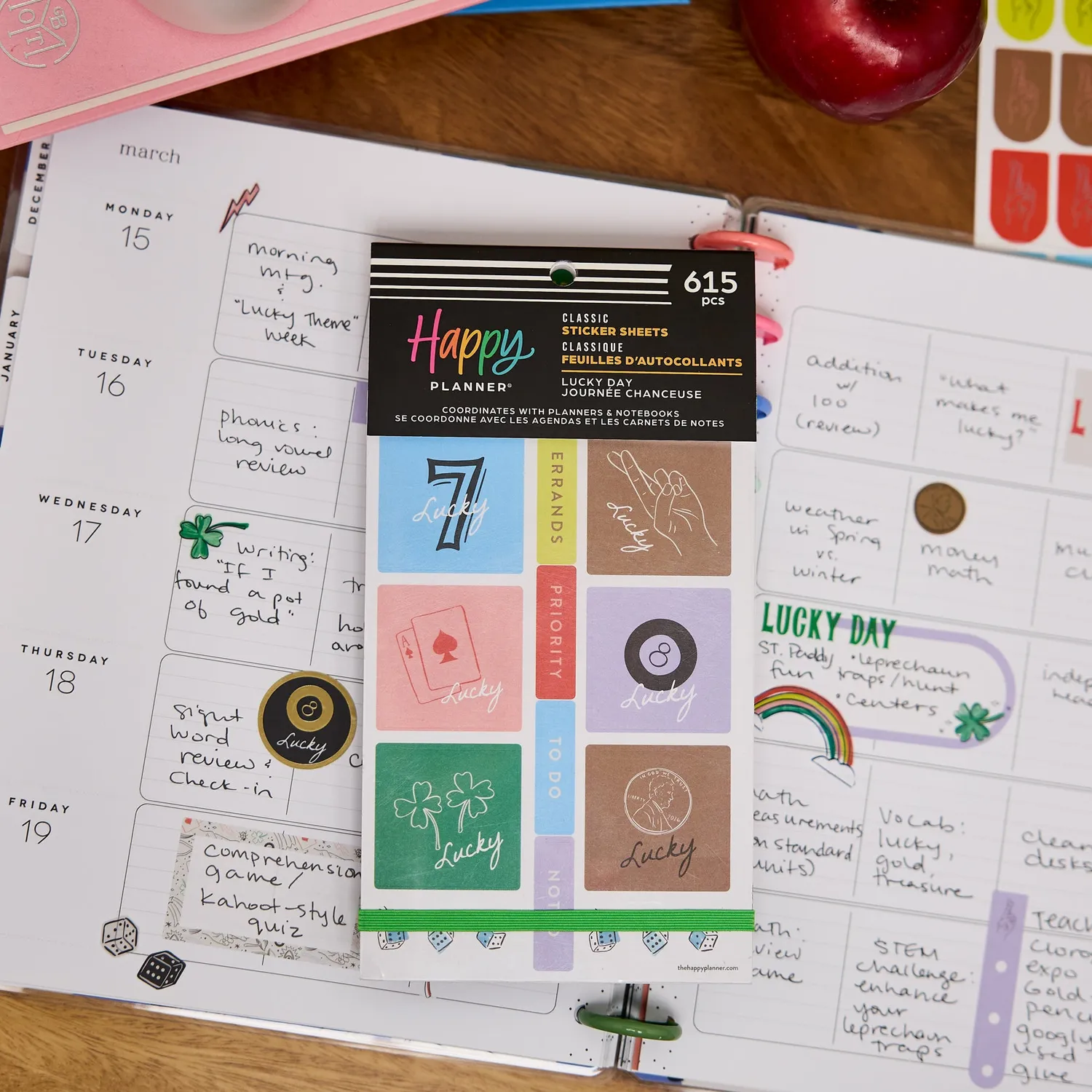 Happy Planner Lucky Day stickers 30 planches porte-bonheur