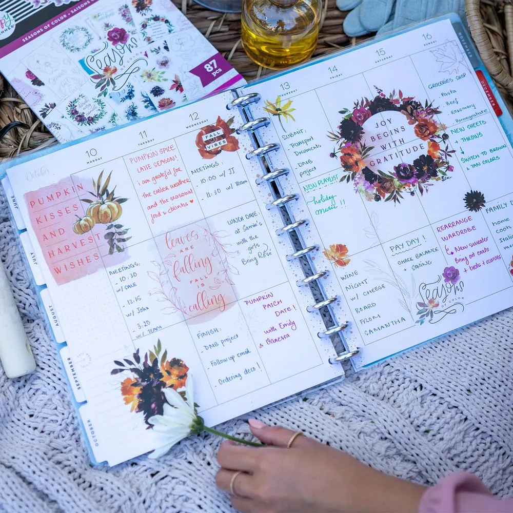 Happy Planner Seasonal Watercolor stickers grand format 87 pièces