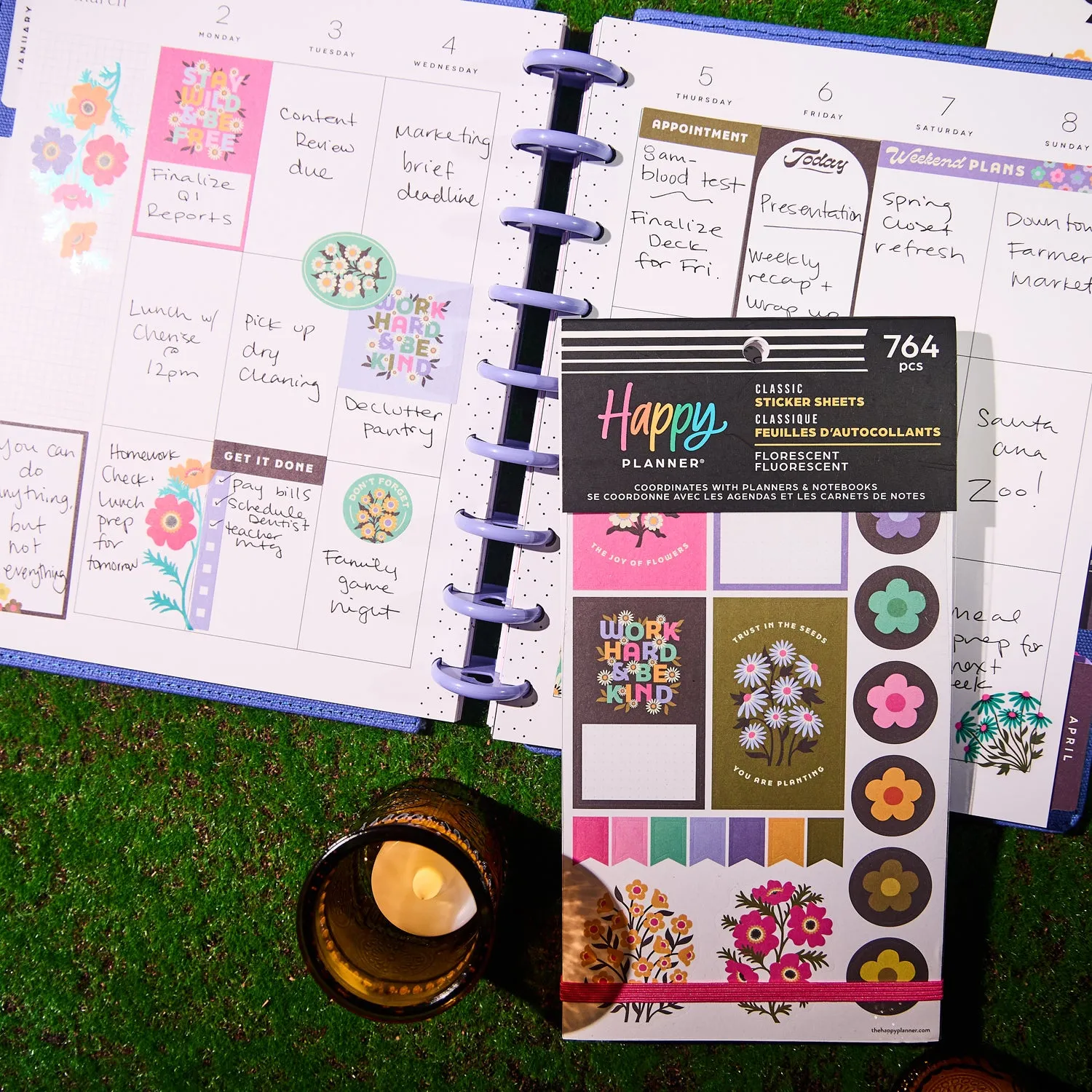 Happy Planner Florescent Florals stickers Classic 764 fluo