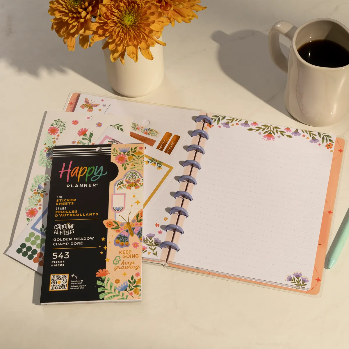 Happy Planner Golden Meadow carnet pointillé Classic 60 feuilles