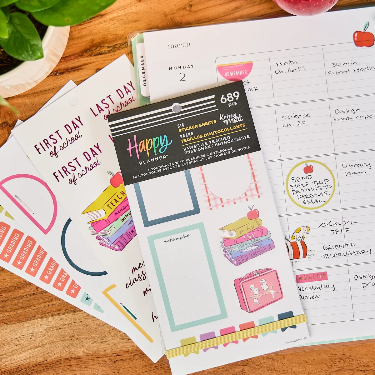 Happy Planner Pawsitive Teacher stickers big value pack 689 école
