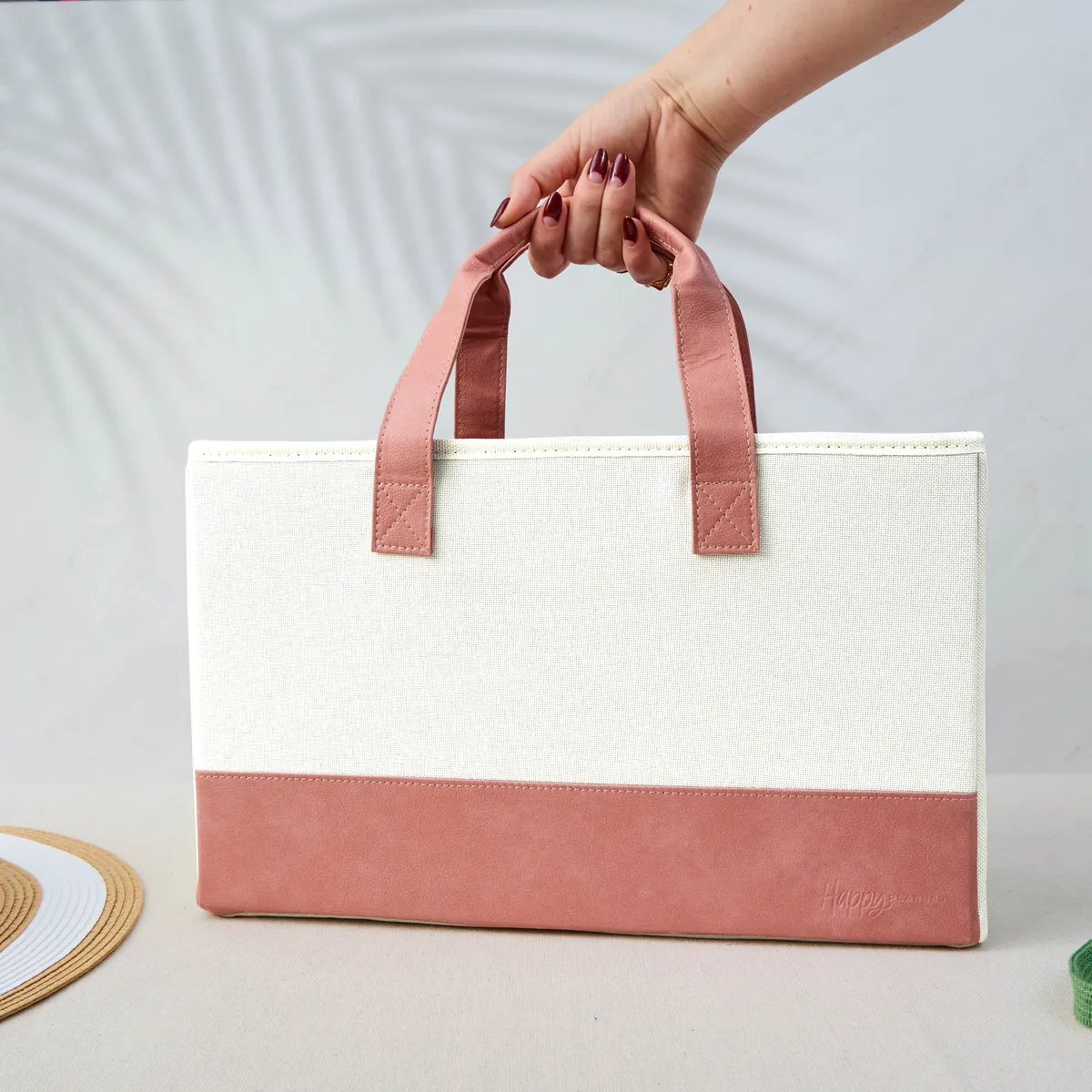 Happy Planner Blush Cream sac rangement planner cuir vegan