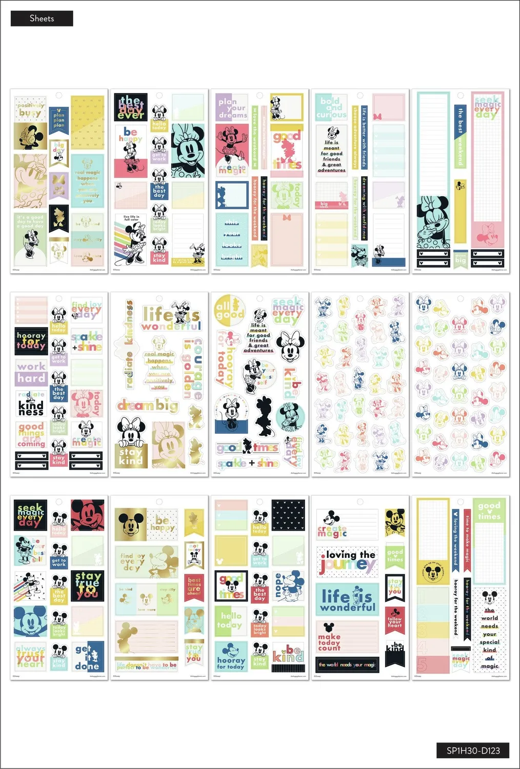 Happy Planner Mickey Minnie Color Block stickers x477