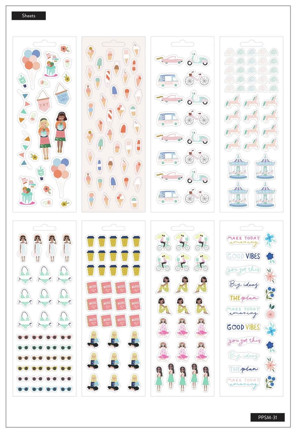 Happy Planner Squad Goals stickers 8 feuilles copines café