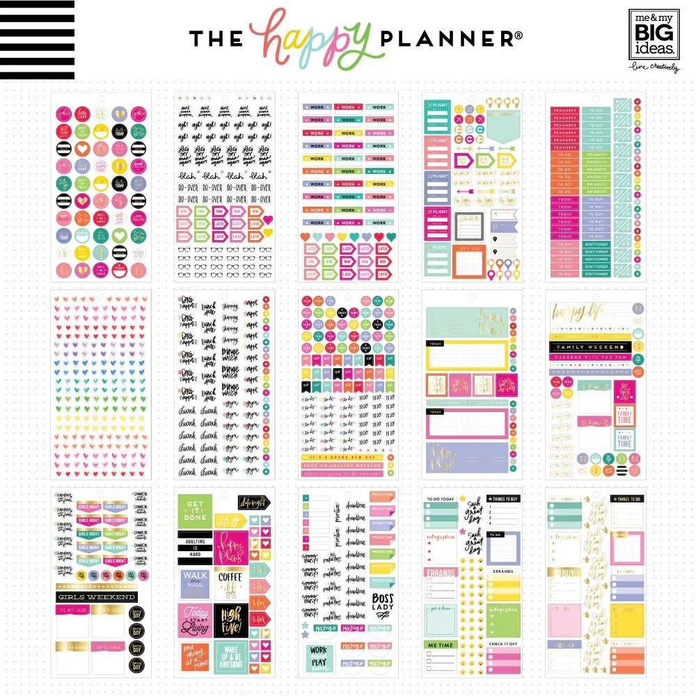 Happy Planner Planner Basics Mini carnet stickers 1768 doré