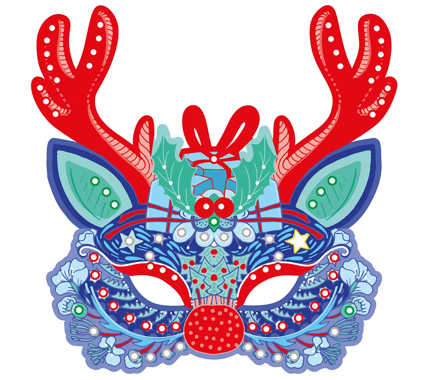 Frigobloc Mes masques Joyeux Noël kit créatif 5 masques strass