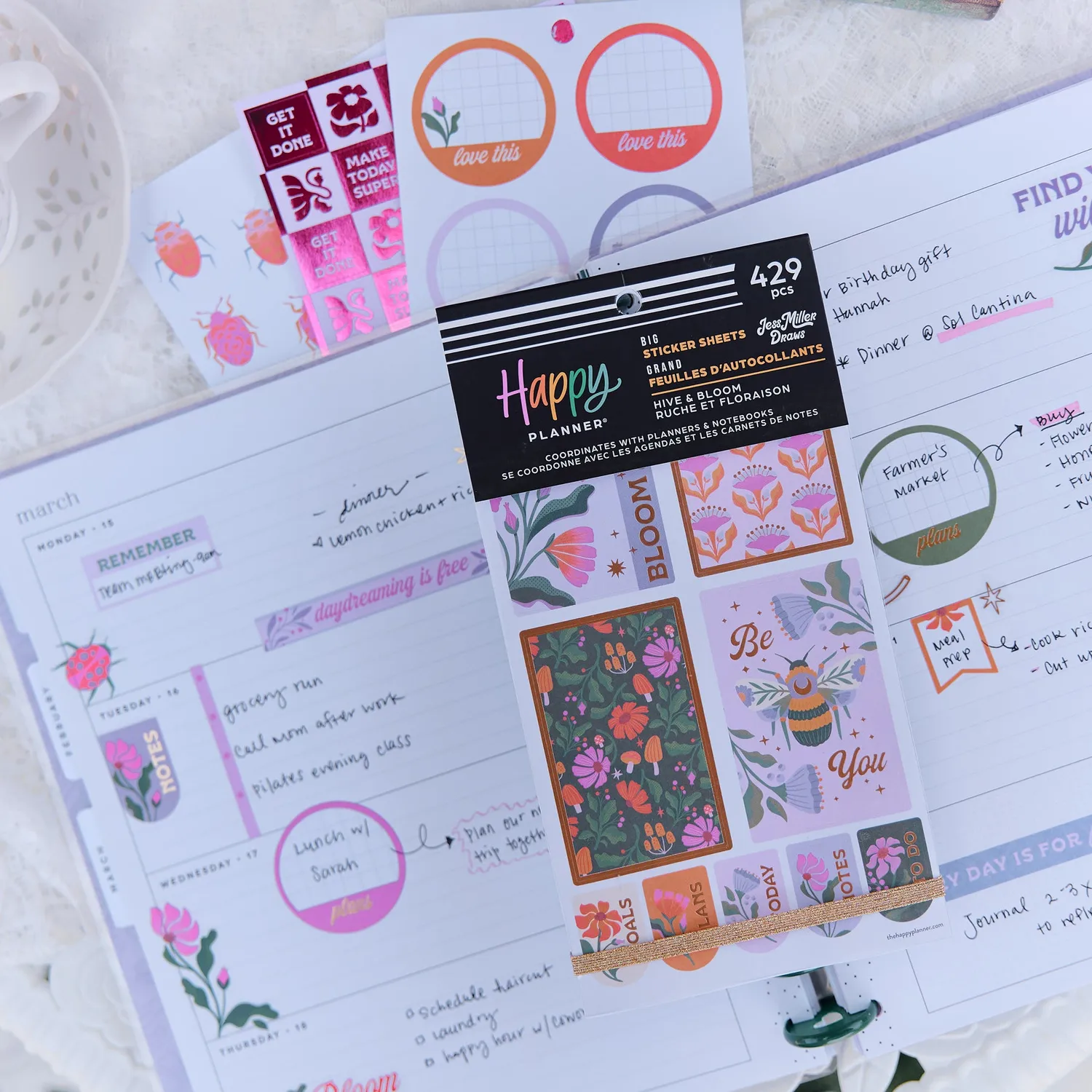 Happy Planner Hive Bloom stickers big value pack floral