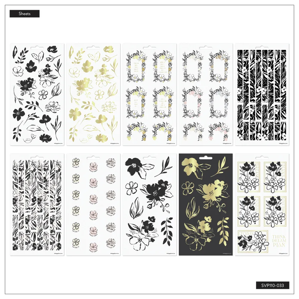 Happy Planner Sketchy Florals stickers 10 feuilles 128