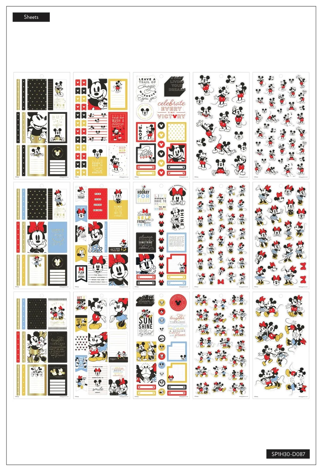 Happy Planner Disney Mickey Magic stickers 582 pièces doré