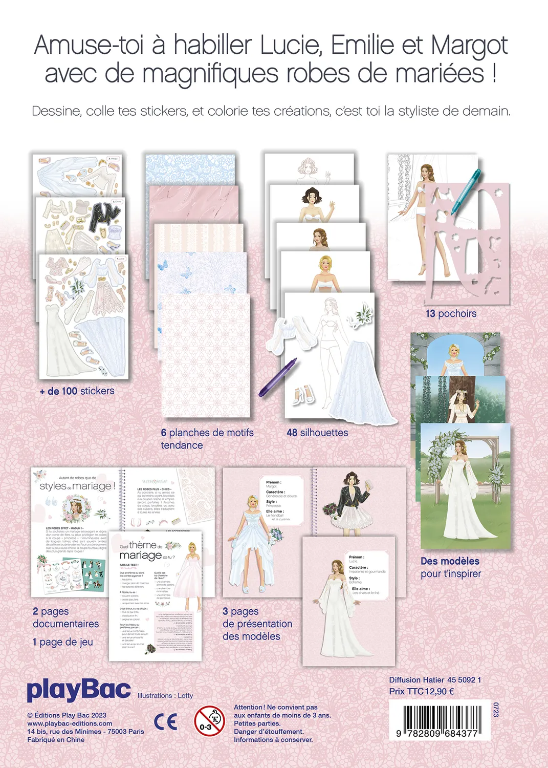 Frigobloc Je crée ma mode Robes de mariées carnet créatif stickers