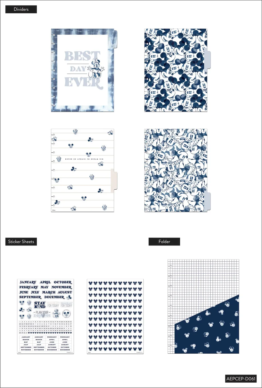 Happy Planner Disney Mickey Minnie recharge Indigo Classic 4 mois