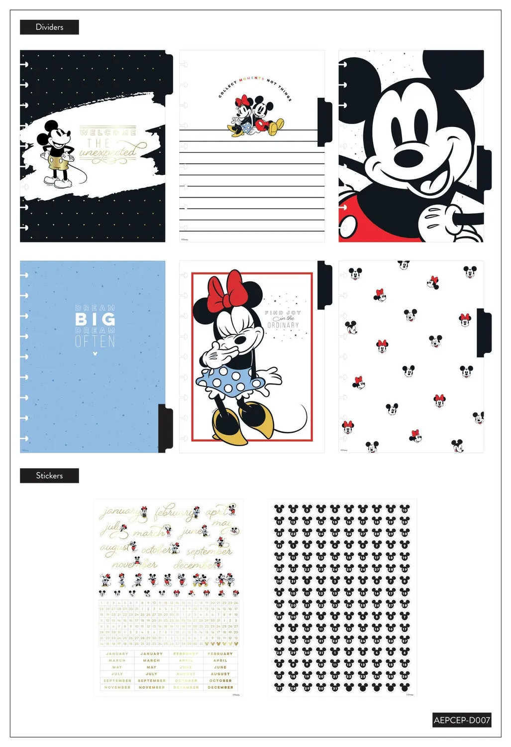 Happy Planner Mickey Minnie extension Classic verticale non datée 6 mois