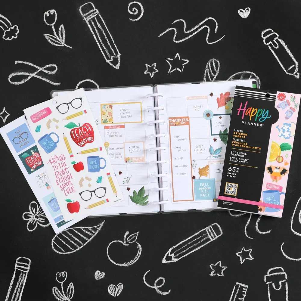 Happy Planner Seasonal Teacher stickers maîtresse 651 pièces