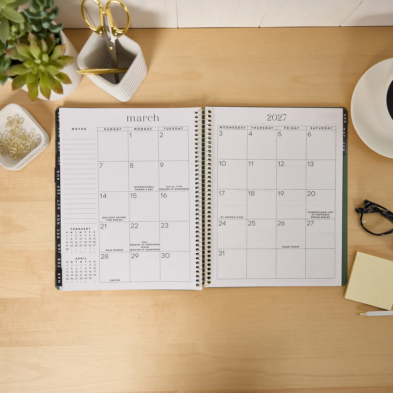 Happy Planner GO BIG Hunter Green agenda spiral 15 mois large