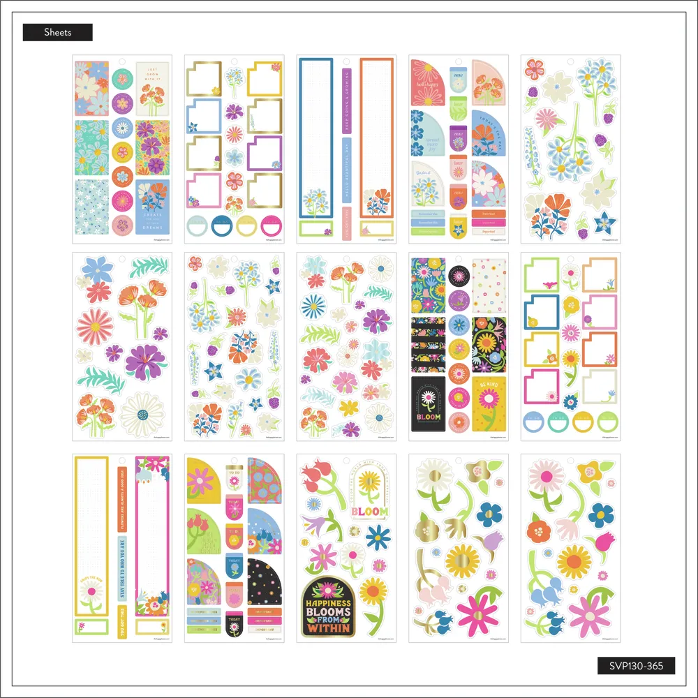 Happy Planner Bright Florals stickers value pack 885 pièces floral