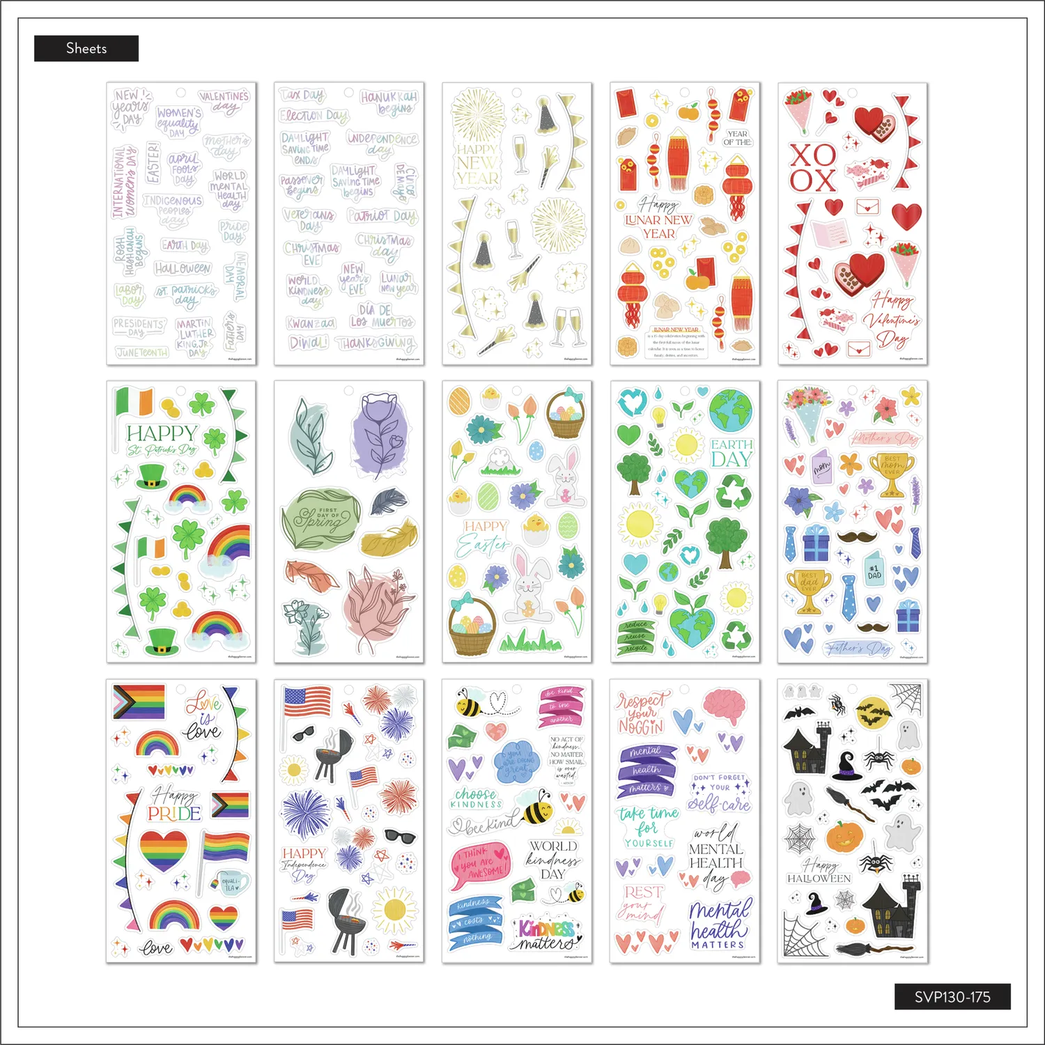 Happy Planner Essential Holidays stickers 30 pages 513