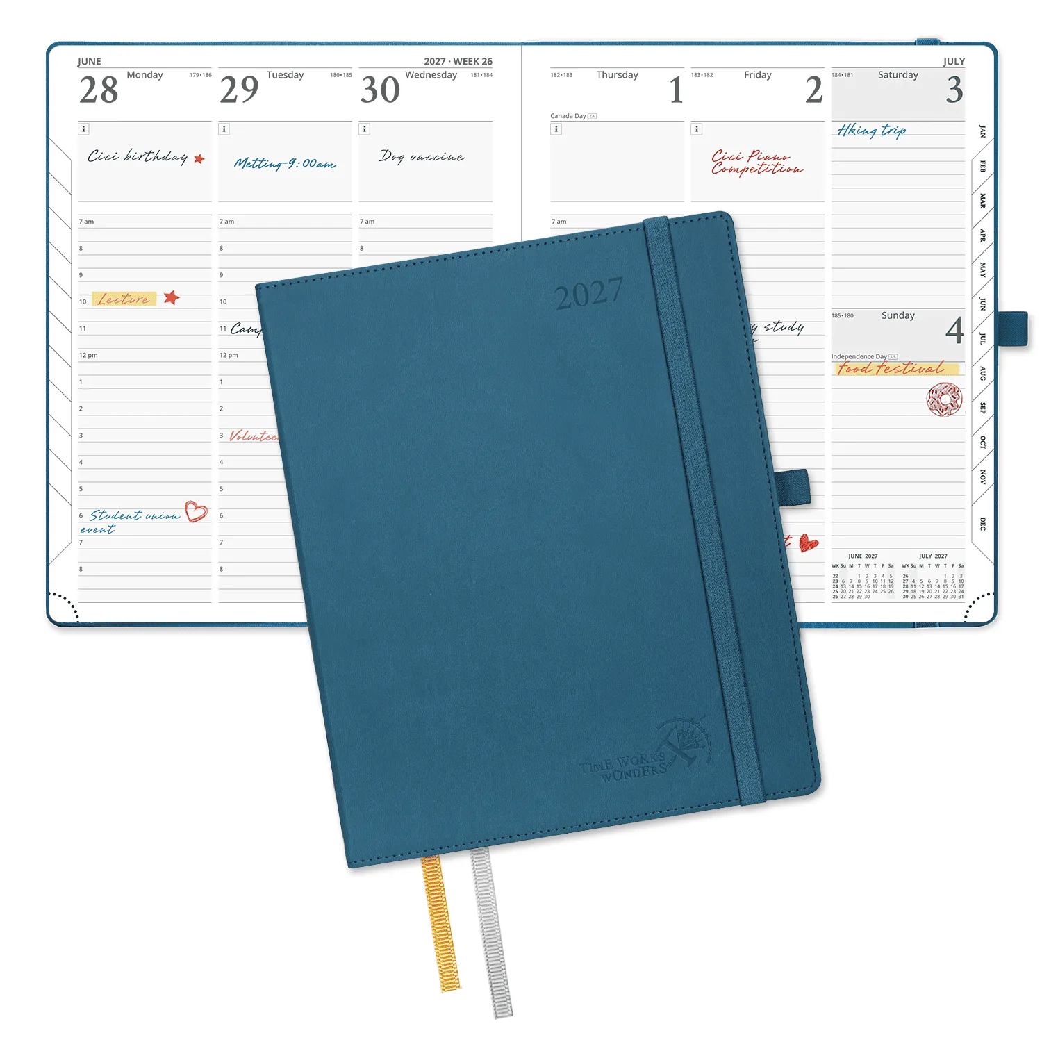 Poprun CELK7-27 agenda semainier 2027 bleu nuit 21,6x26,7 cm