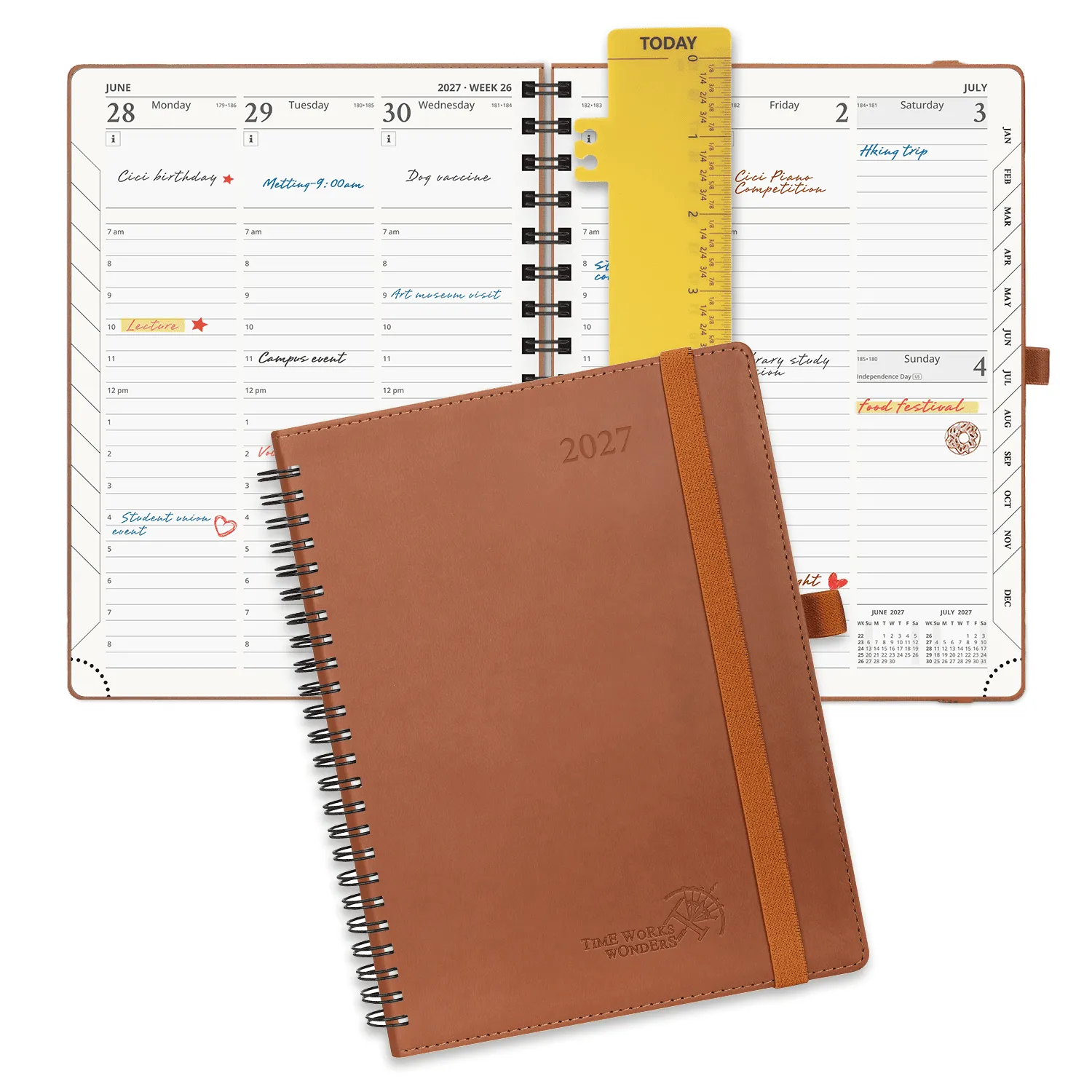 Poprun WELO7-27 agenda semainier 2027 souple marron