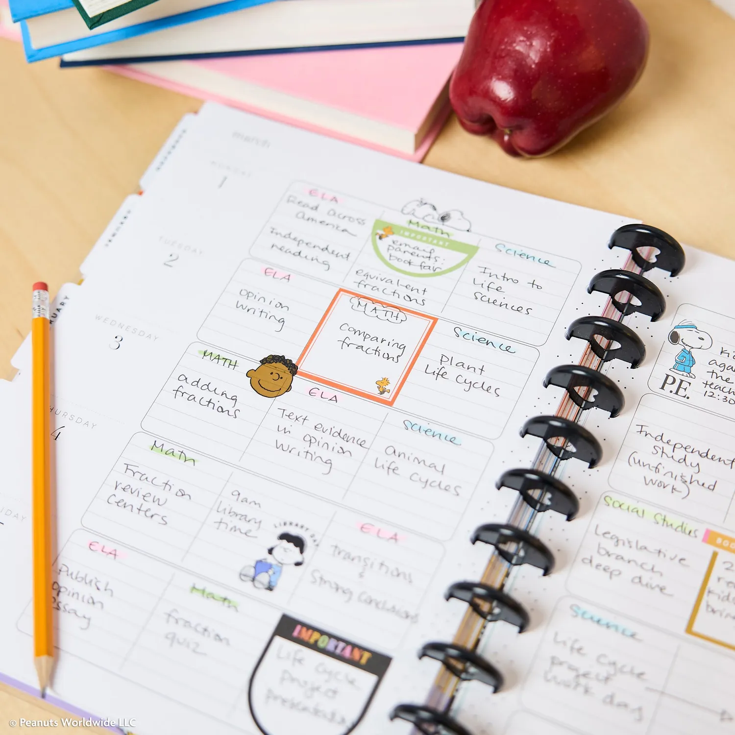Happy Planner PEANUTS 2026-2027 agenda professeur Big 12 mois SNOOPY