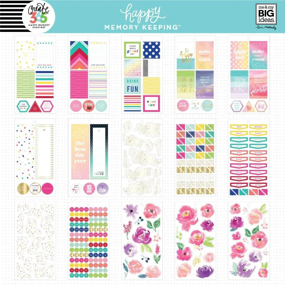 Happy Planner Floral Memories BIG stickers 578 pièces aquarelle