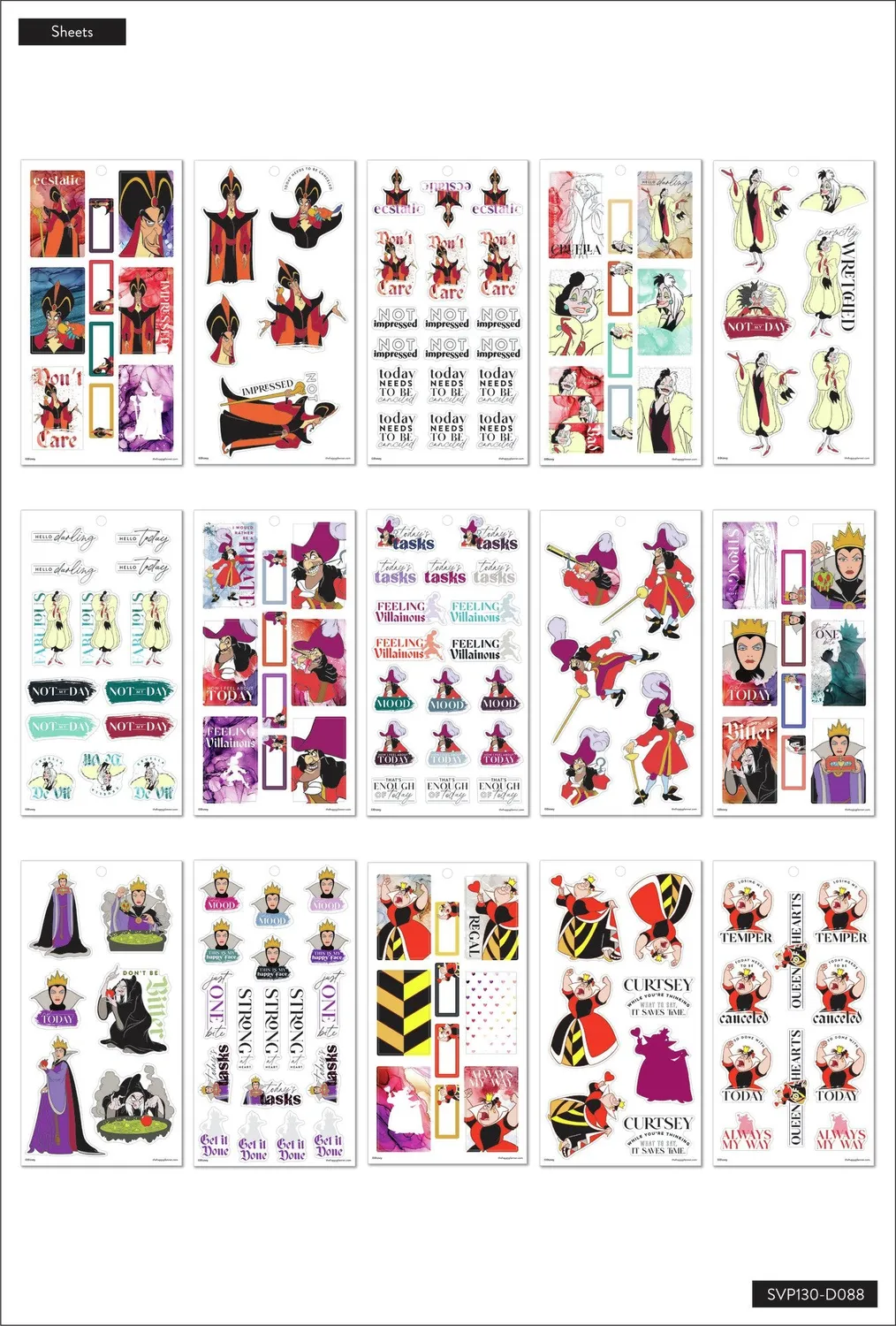 Happy Planner Disney Villains stickers 30 planches 322 pièces