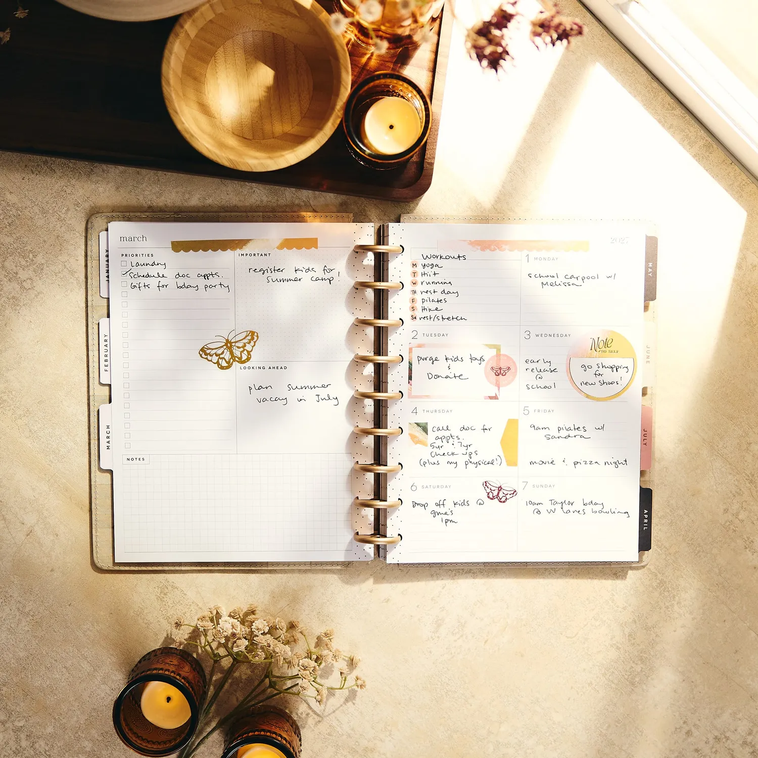 Happy Planner Amber & Oak 2027 agenda Classic dashboard 12 mois