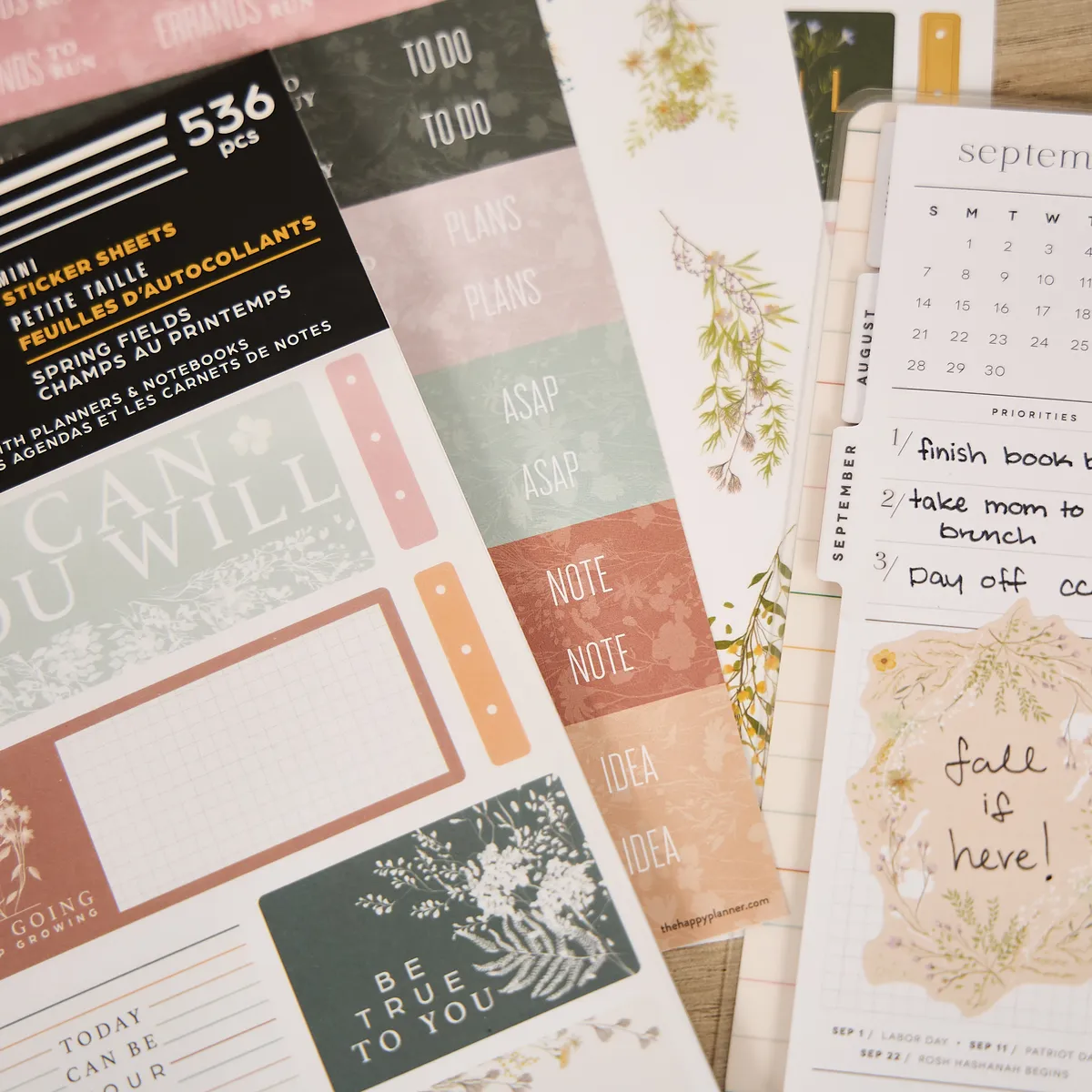 Happy Planner Spring Fields Mini carnet stickers fleurs 536